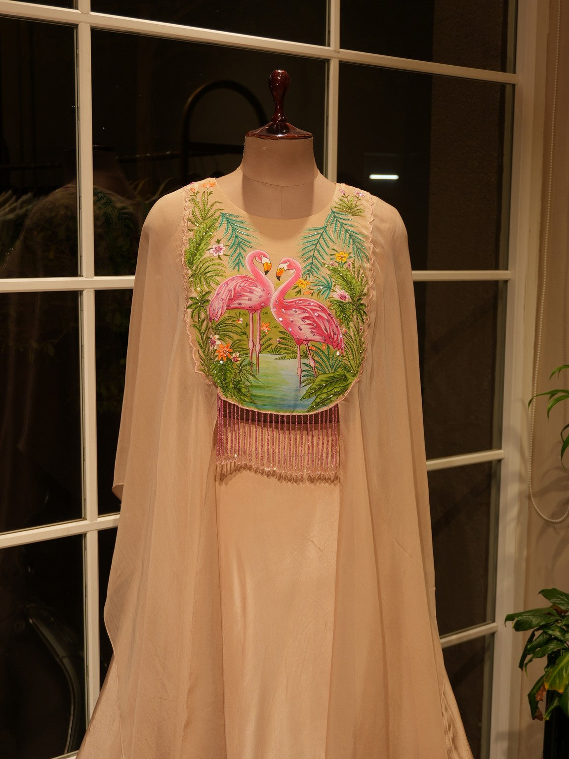 Champagne gold hand painted cape gown