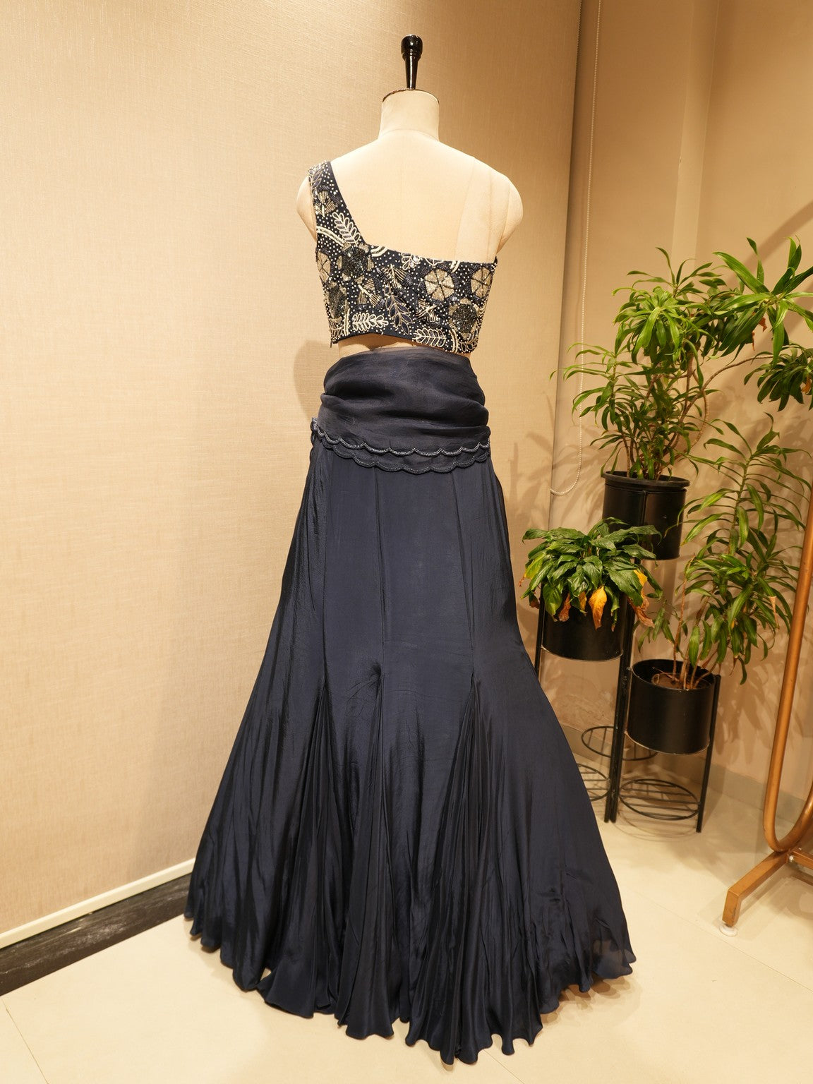Navy blue crop top skirt