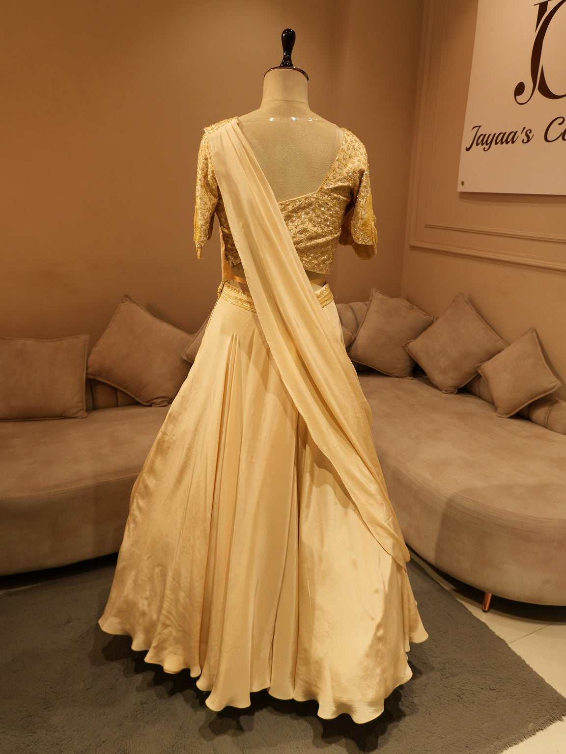 Champagne gold 3d lehenga set