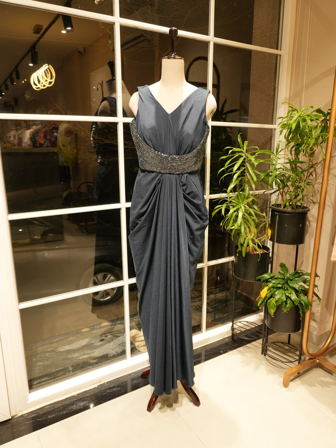 Mid night black gown