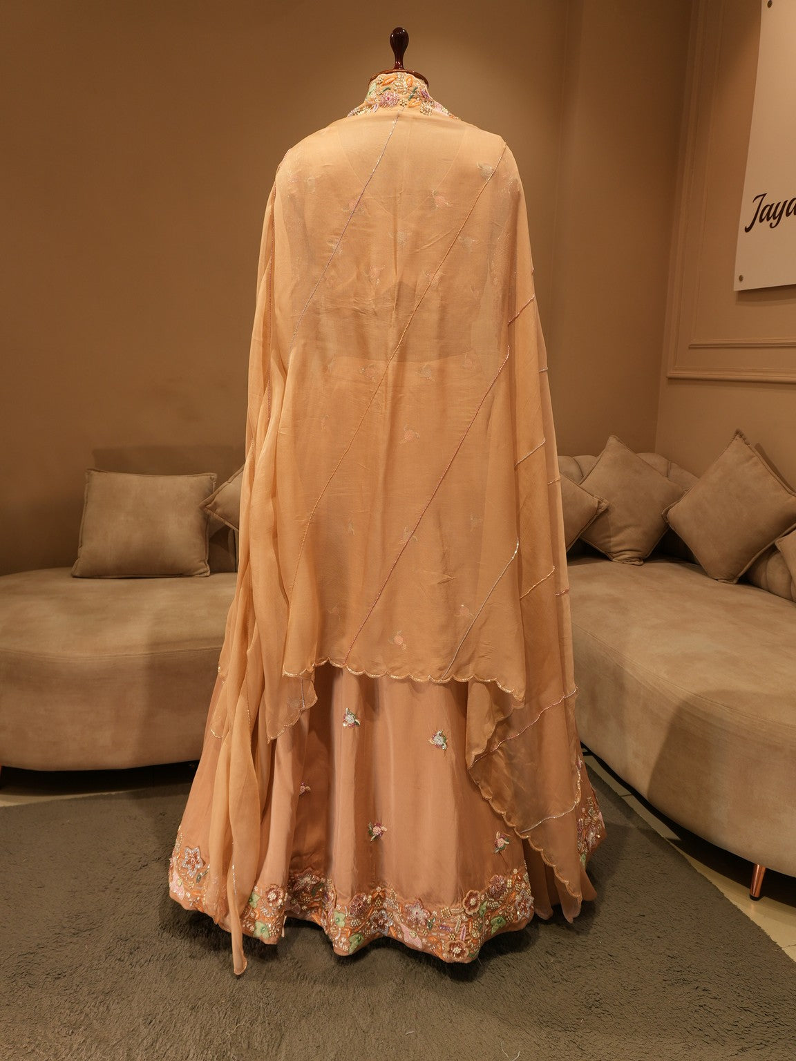 Chamapagne gold 3d embroidered lehenga set