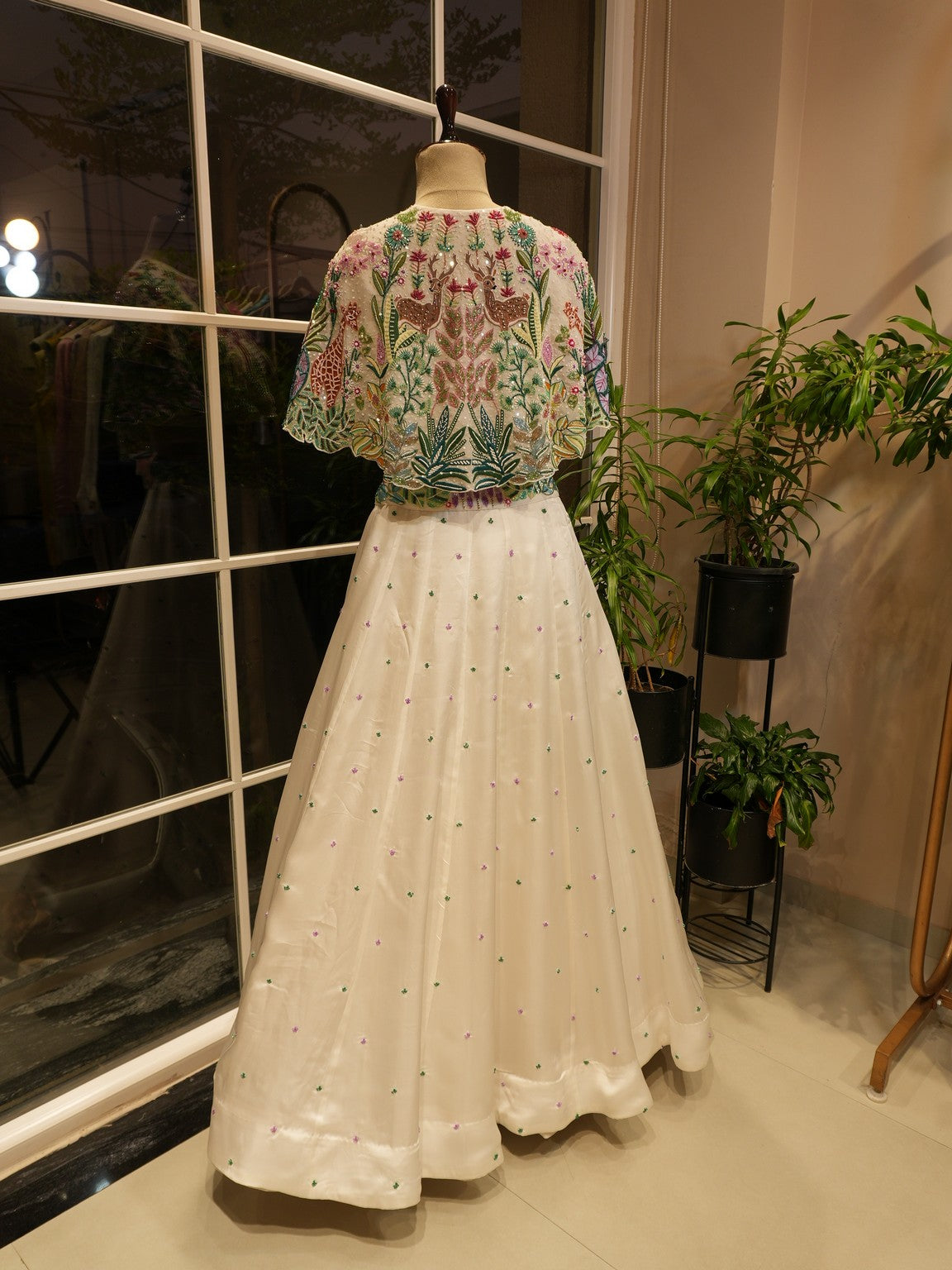 White tropical cape top with skirt