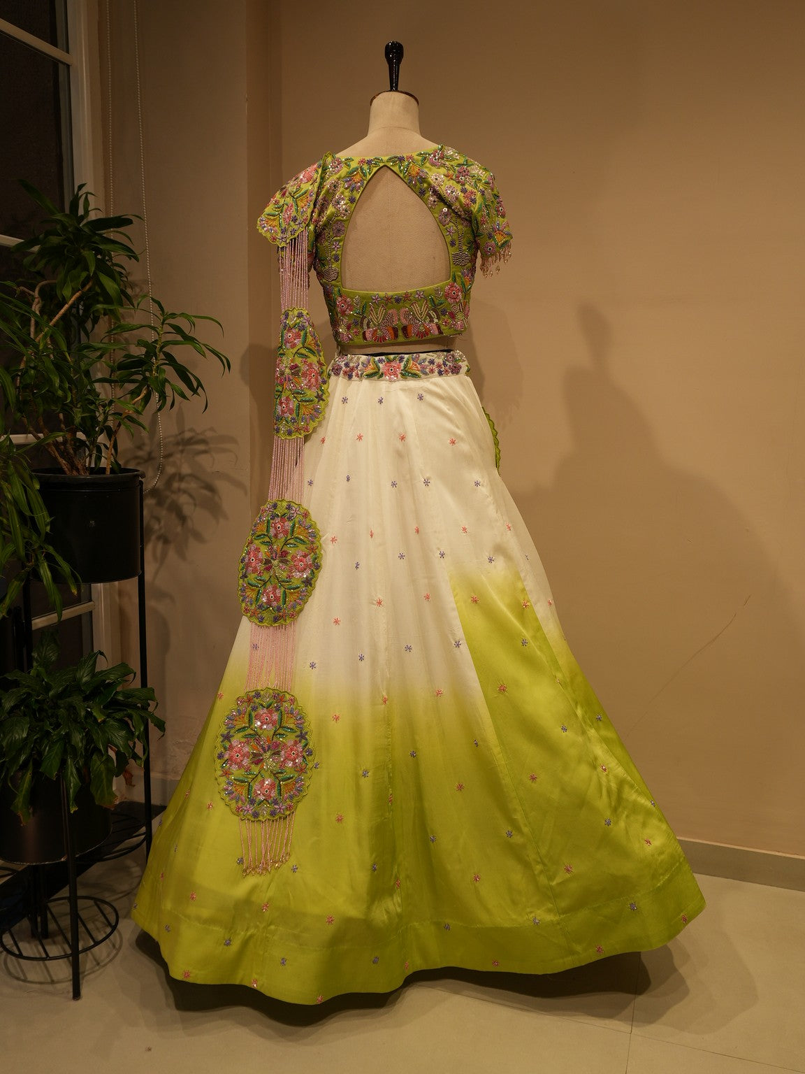 Green shaded peacock Lehenga set