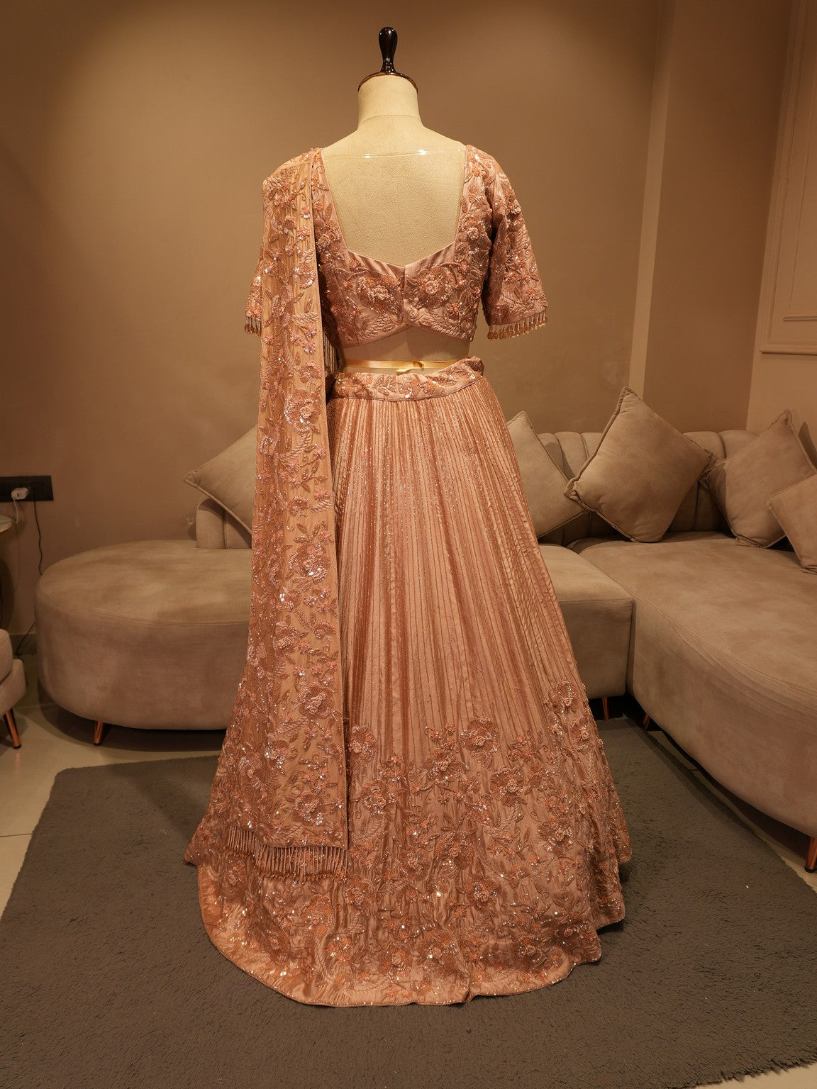 Champagin gold embroidered lehenga set