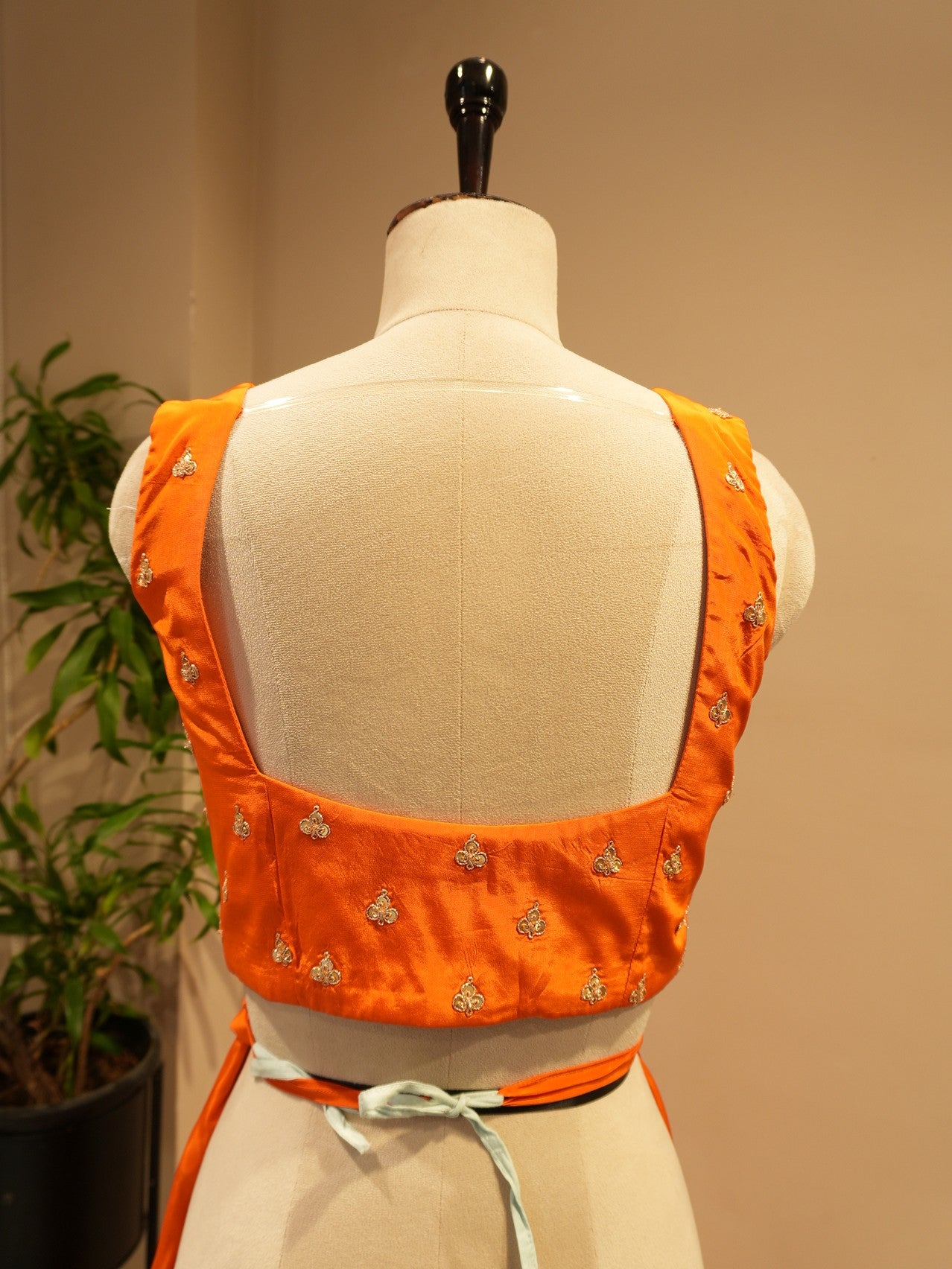 Rust orange crop top with plazo
