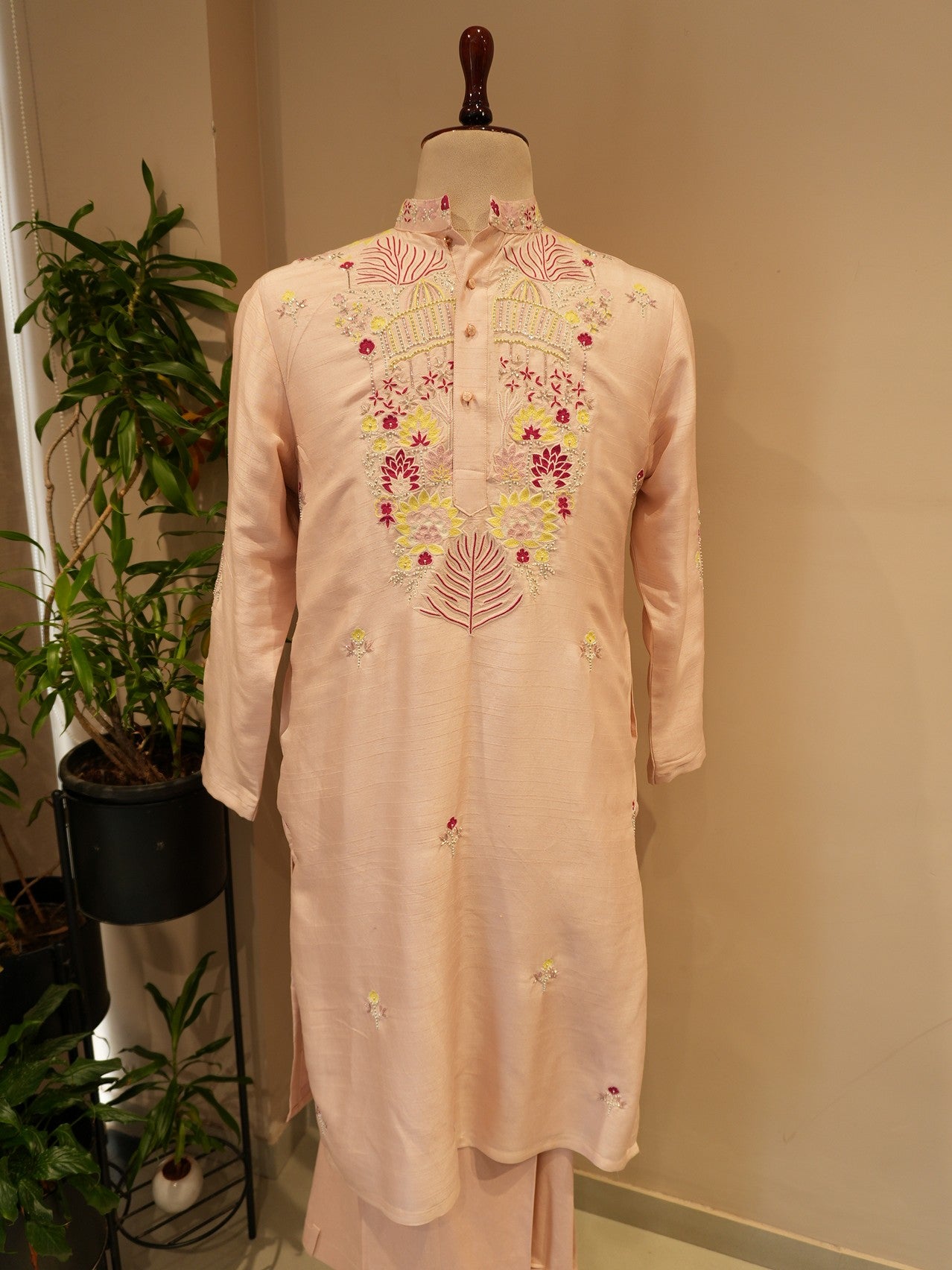Peach mens kurta with pants