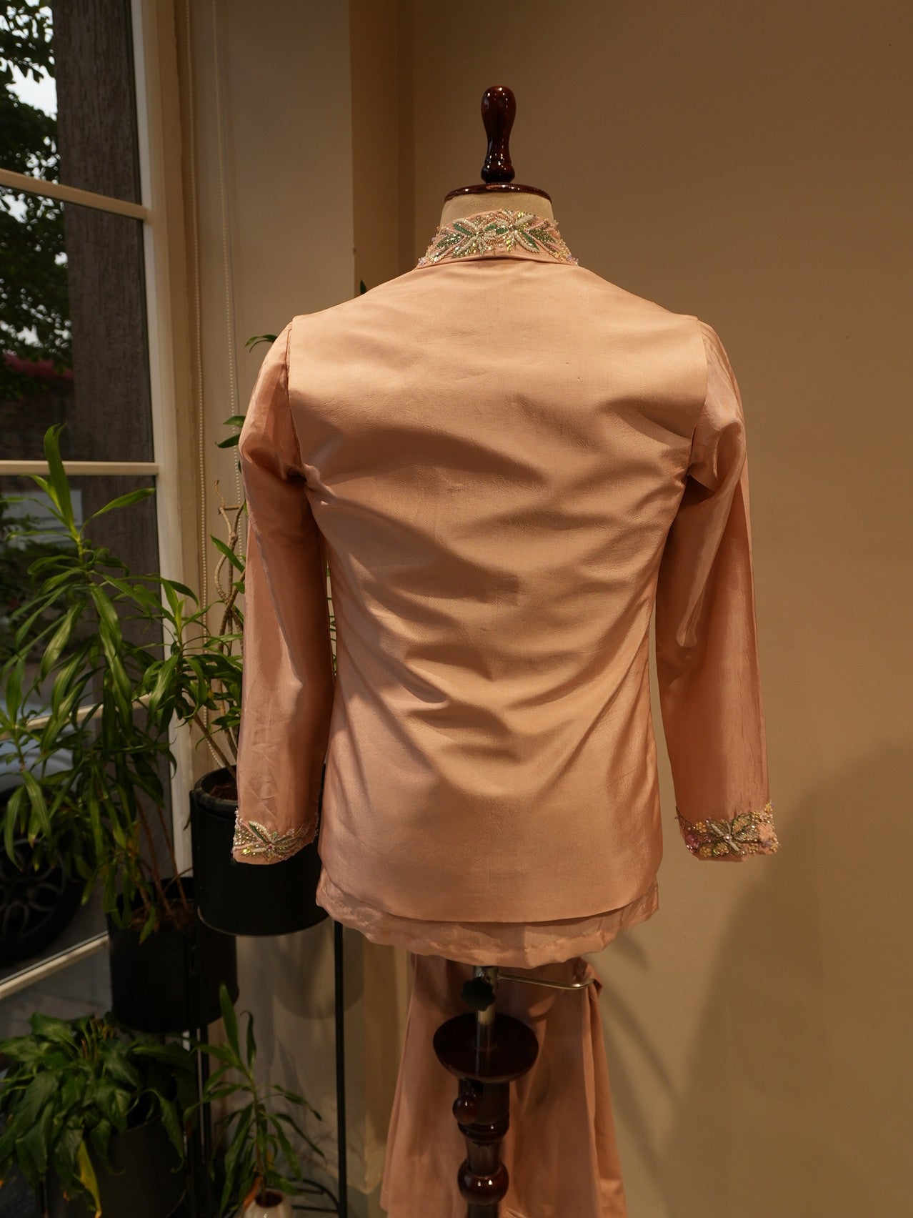 Dusty peach mens indo western