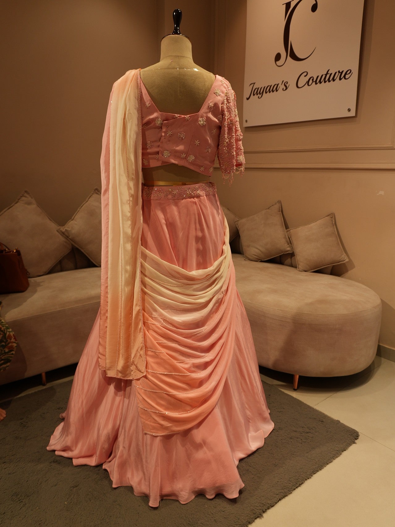 Peach pink shaded lehenga set