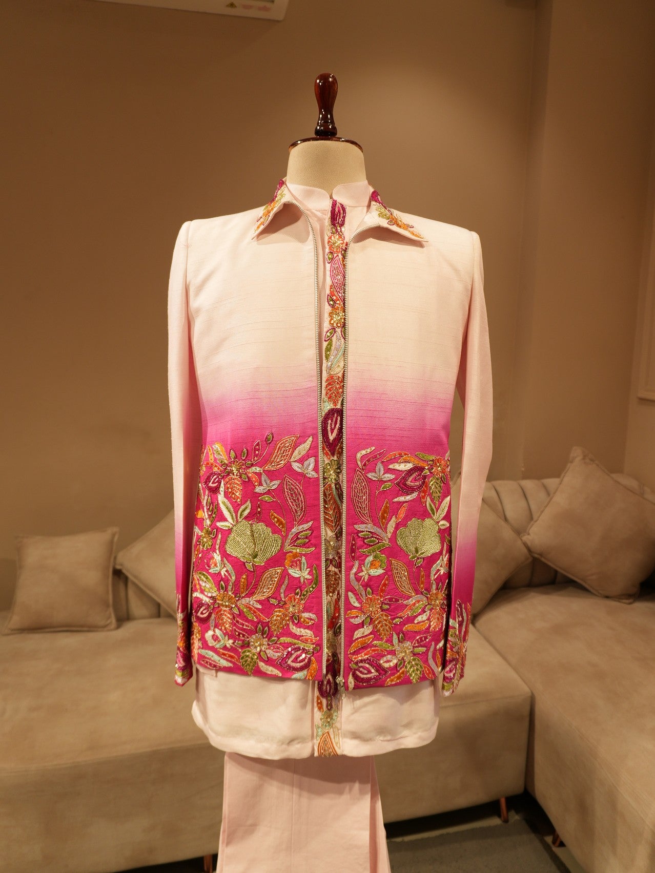 Pink shaded mens indo western