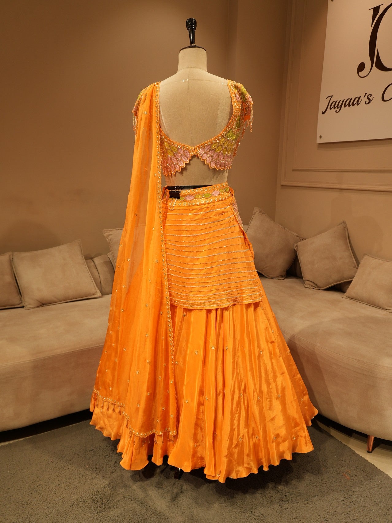 Rust orange embroidered lehenga set