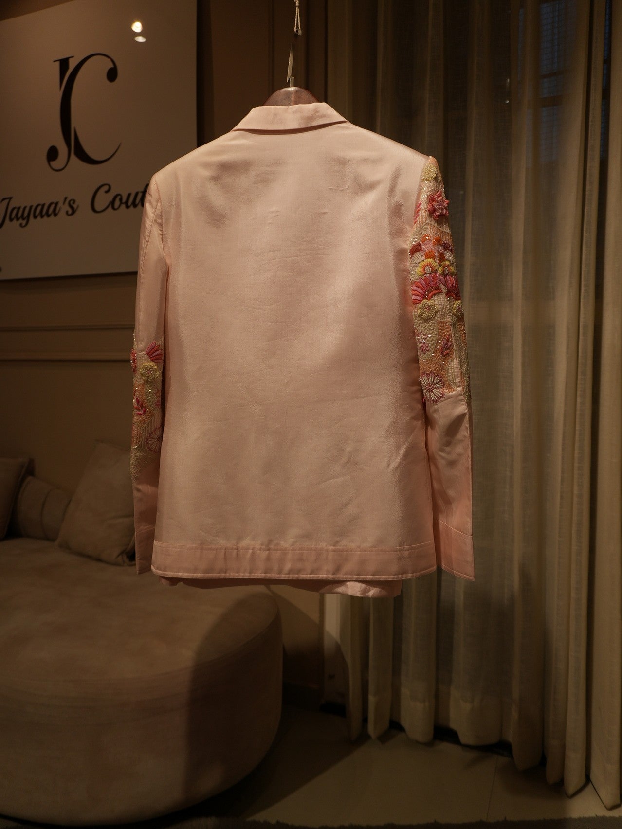 Rose pink embroidered indo western