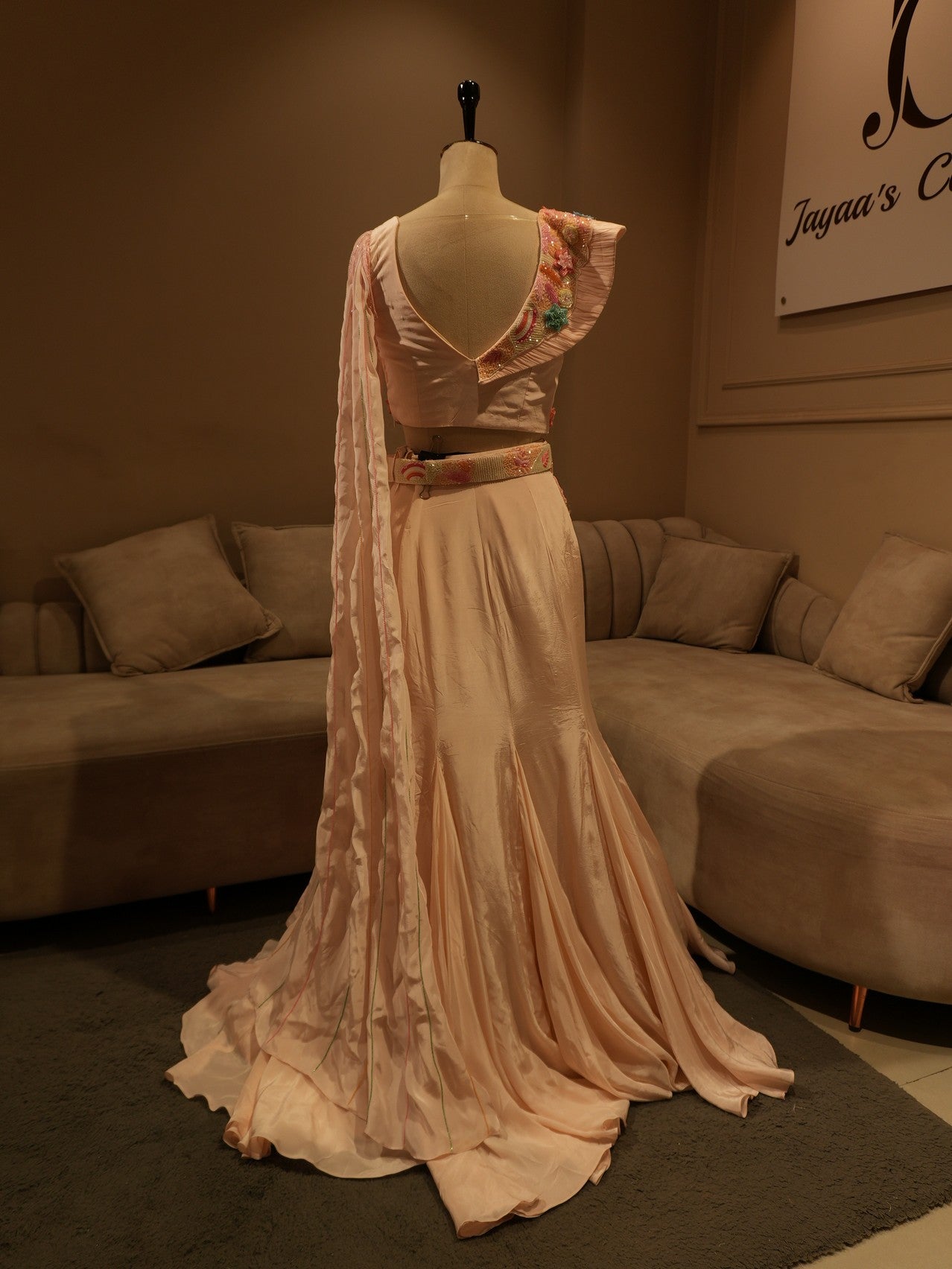 Rose pink embroidered lehenga set