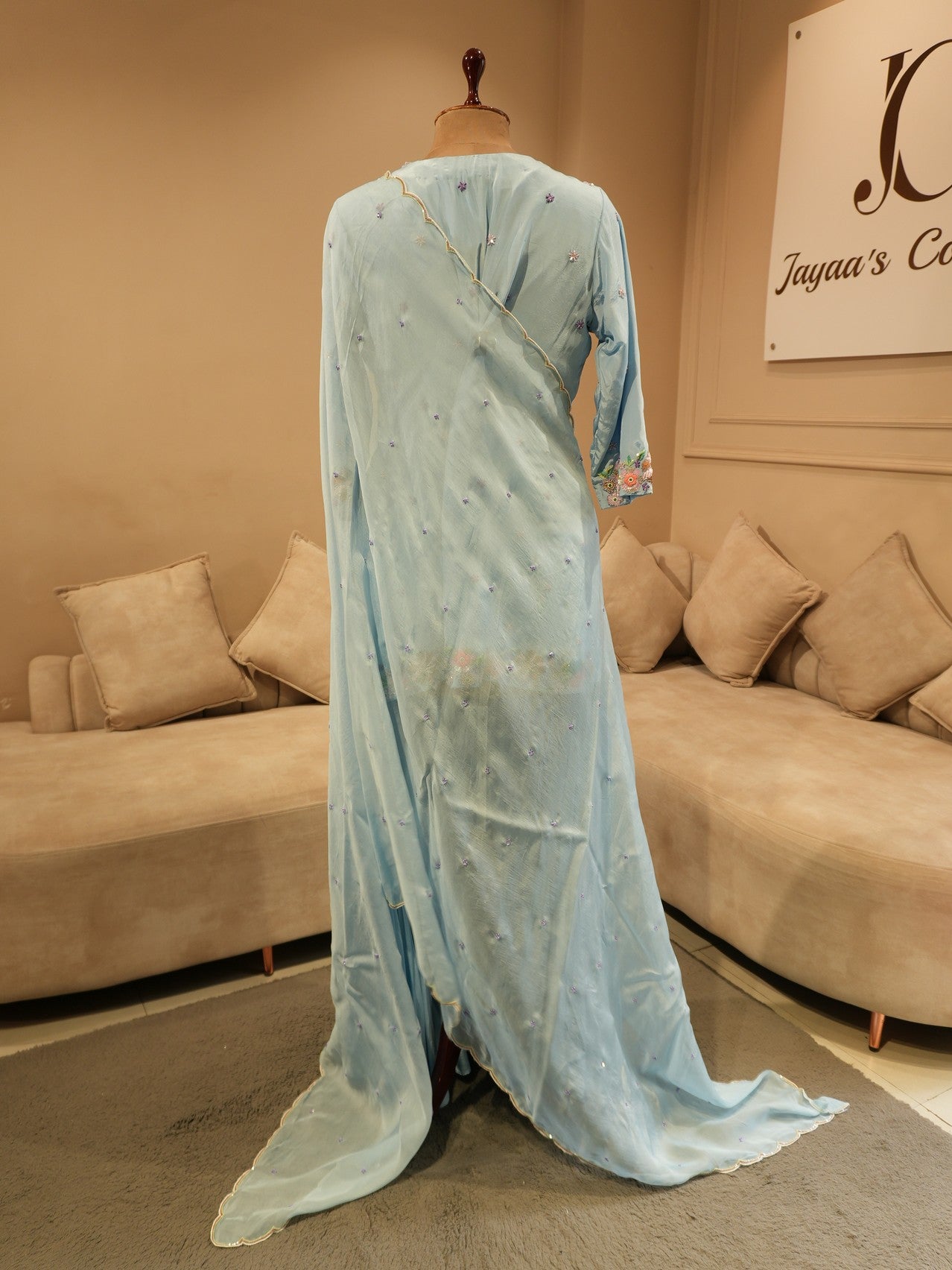 Powder blue kurta skirt dupatta