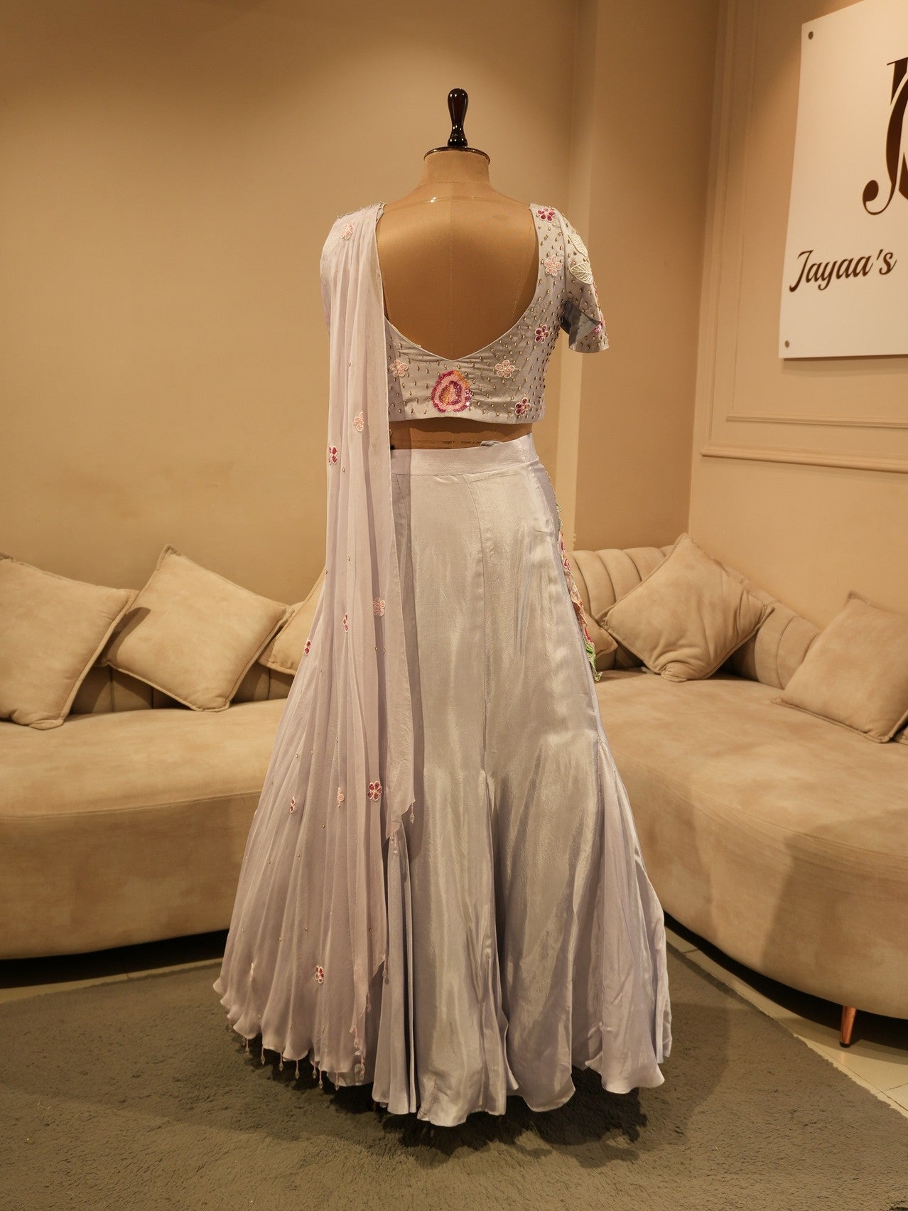 Ice blue embroidered lehenga set