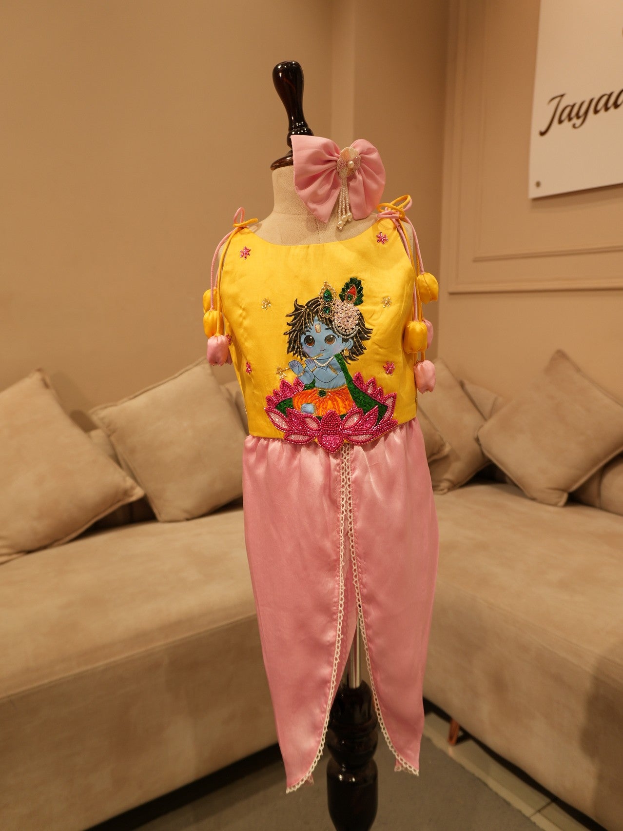 Yellow handpainted kisna kid dress