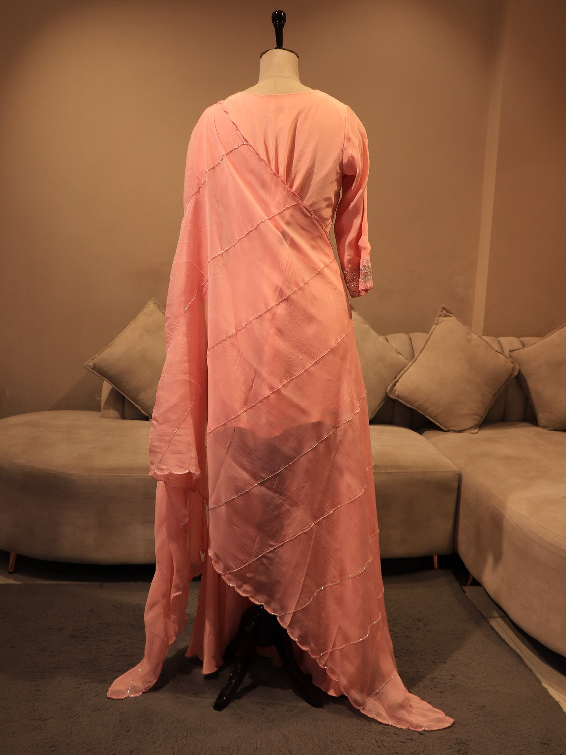 Blush pink embroidered kurta plazo dupatta