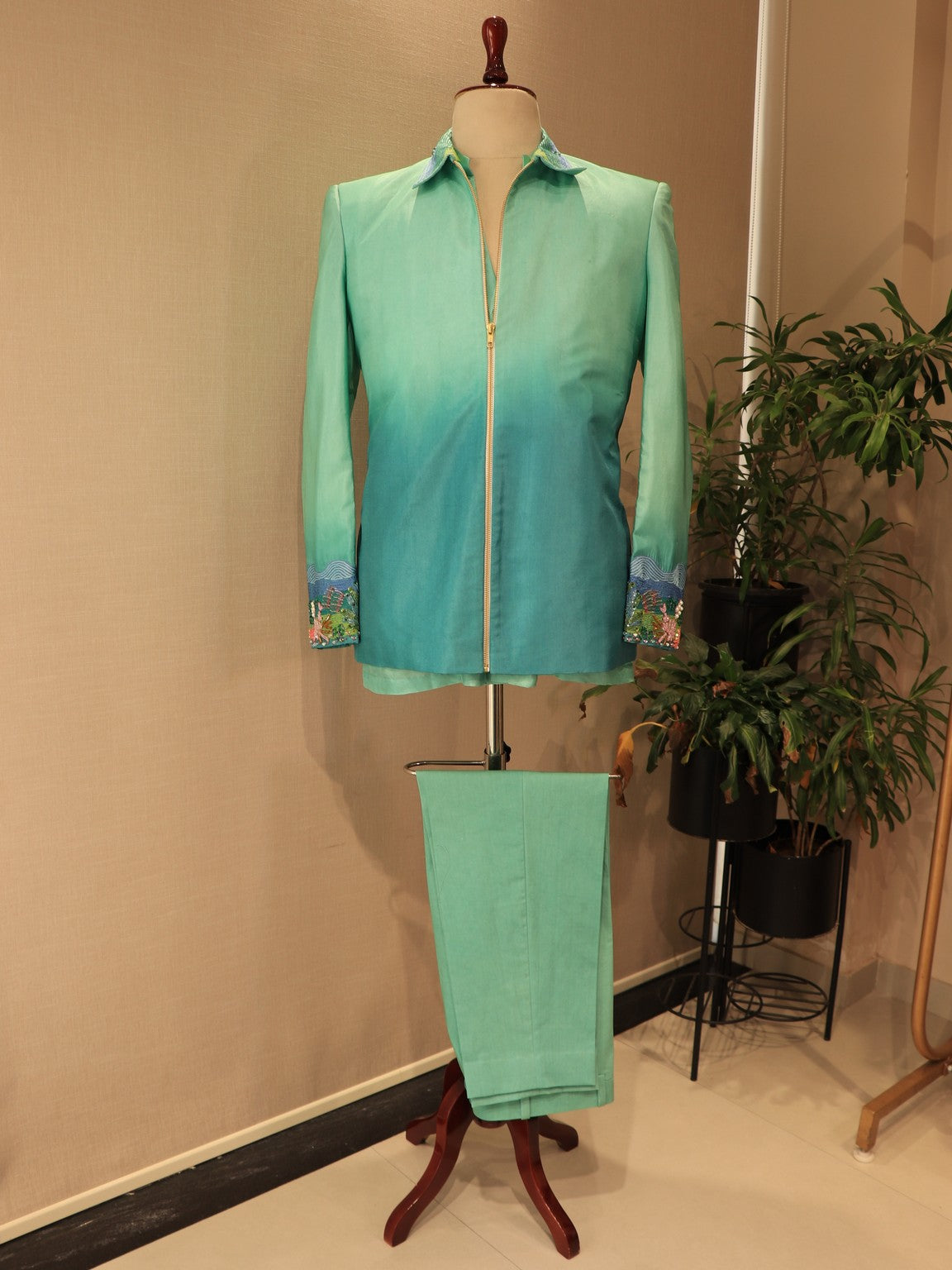 Sea green shaded bomber jacket