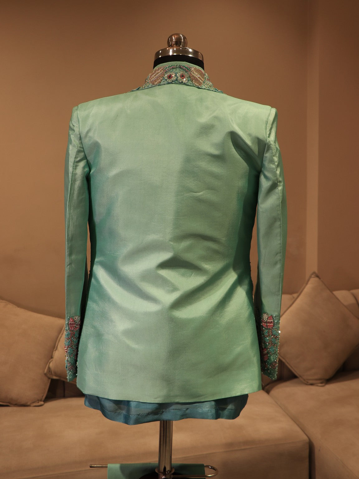 Sea green shaded mens blazer set