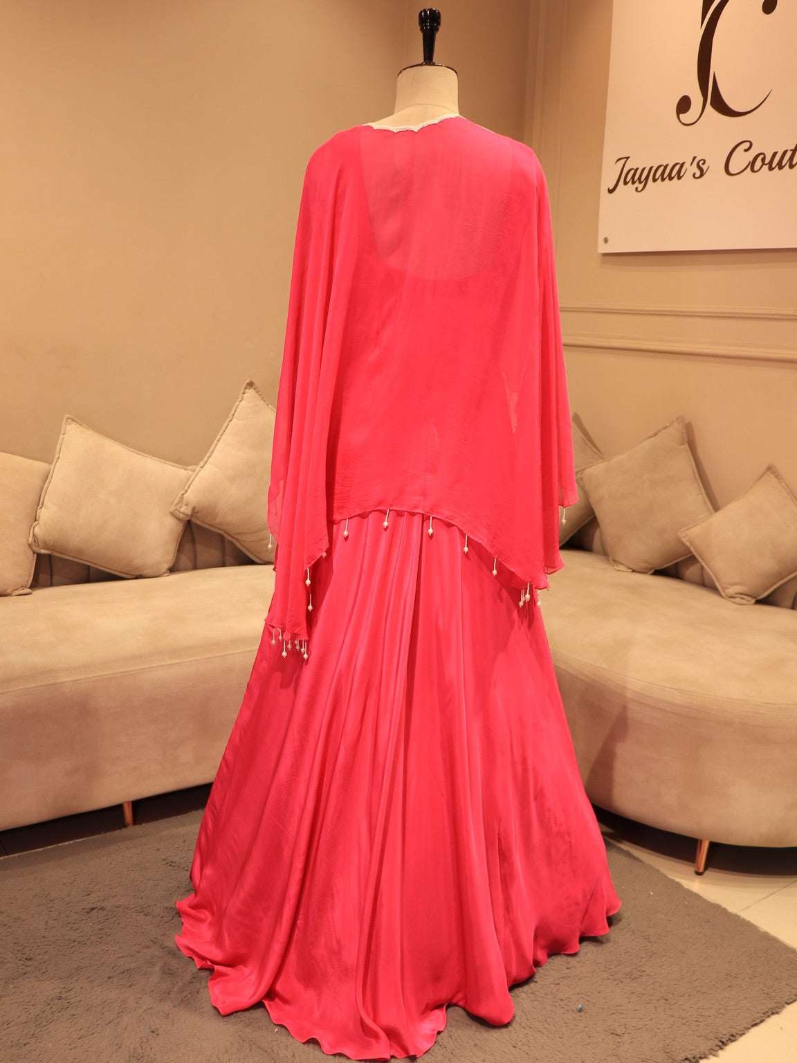 Hot pink drape gown
