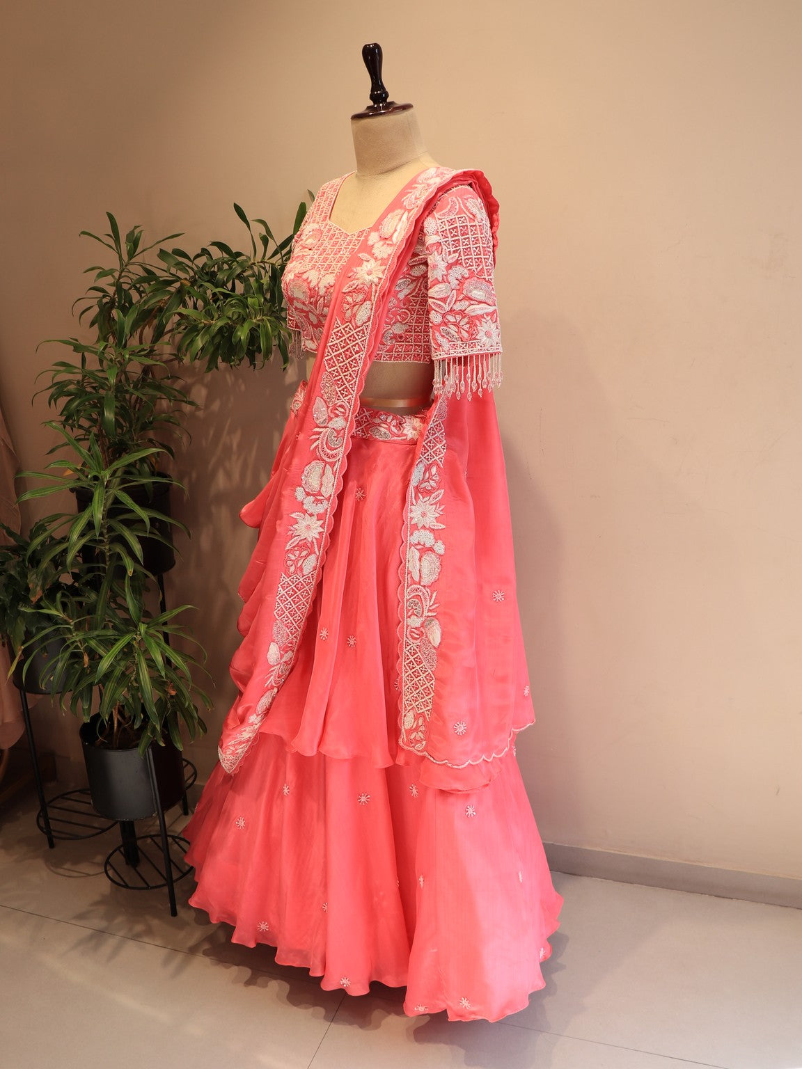 Pink embroidered lehenga set