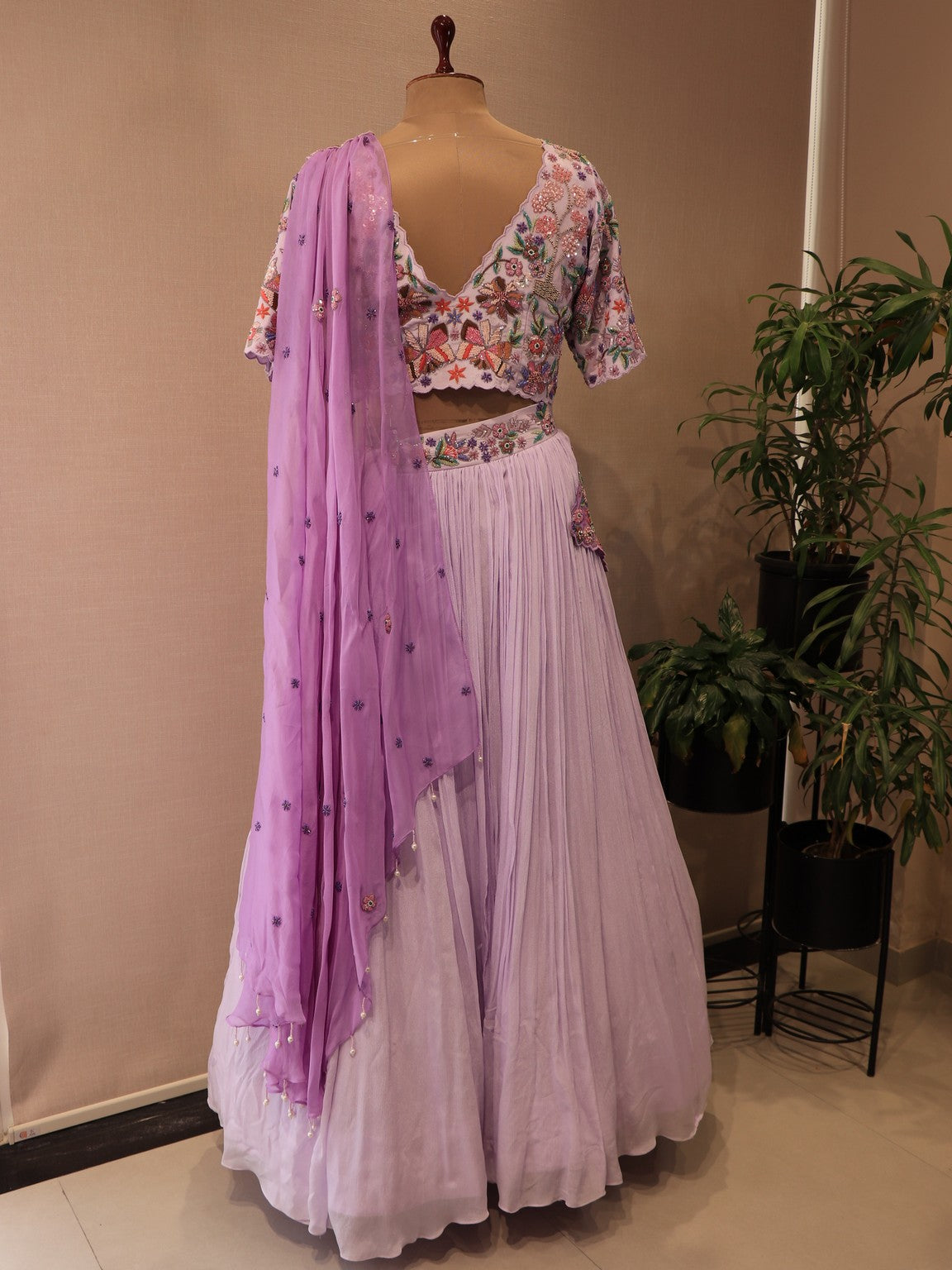 Lavander shaded embroidered lehenga set