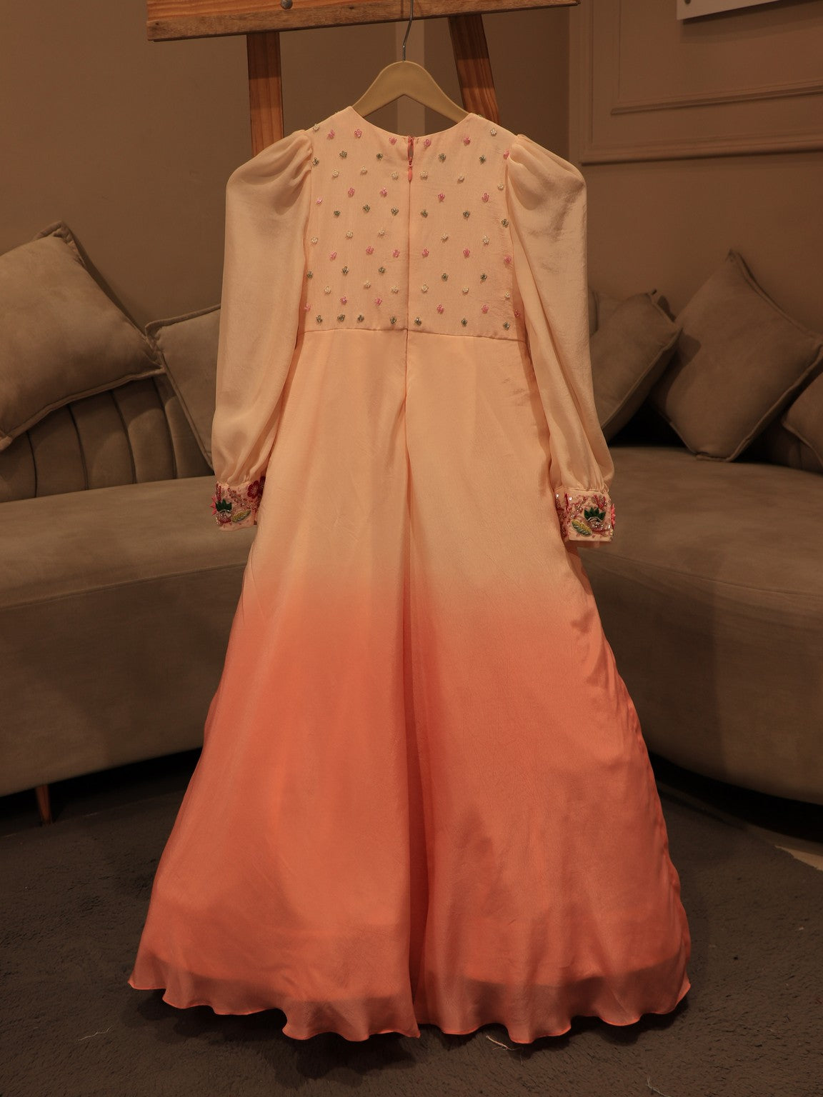 Peach shaded kid gown