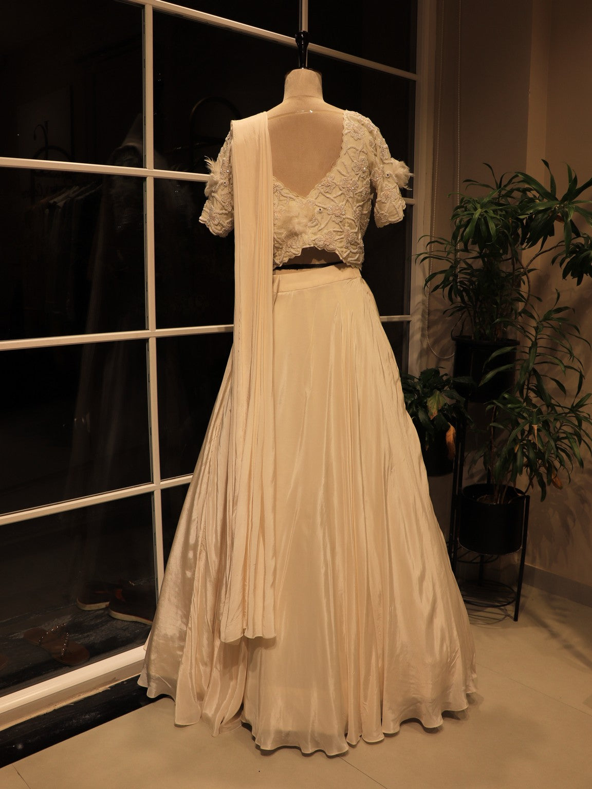 Off white pearl lehenga set