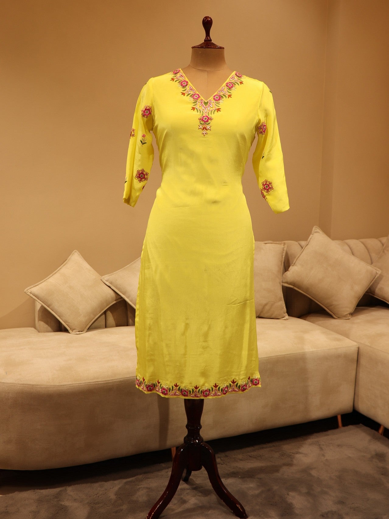 Lemon yellow kurta with sharara and dupatta