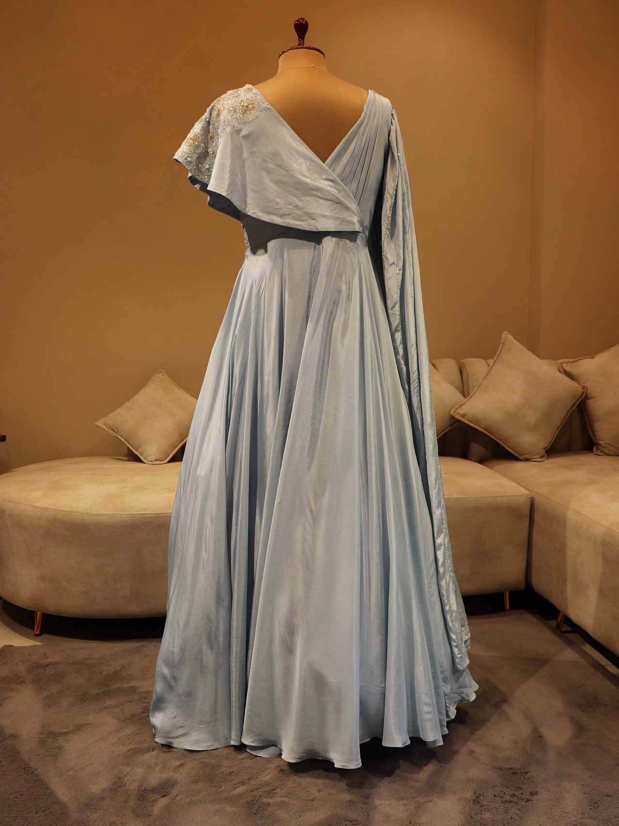 Powder blue drape gown