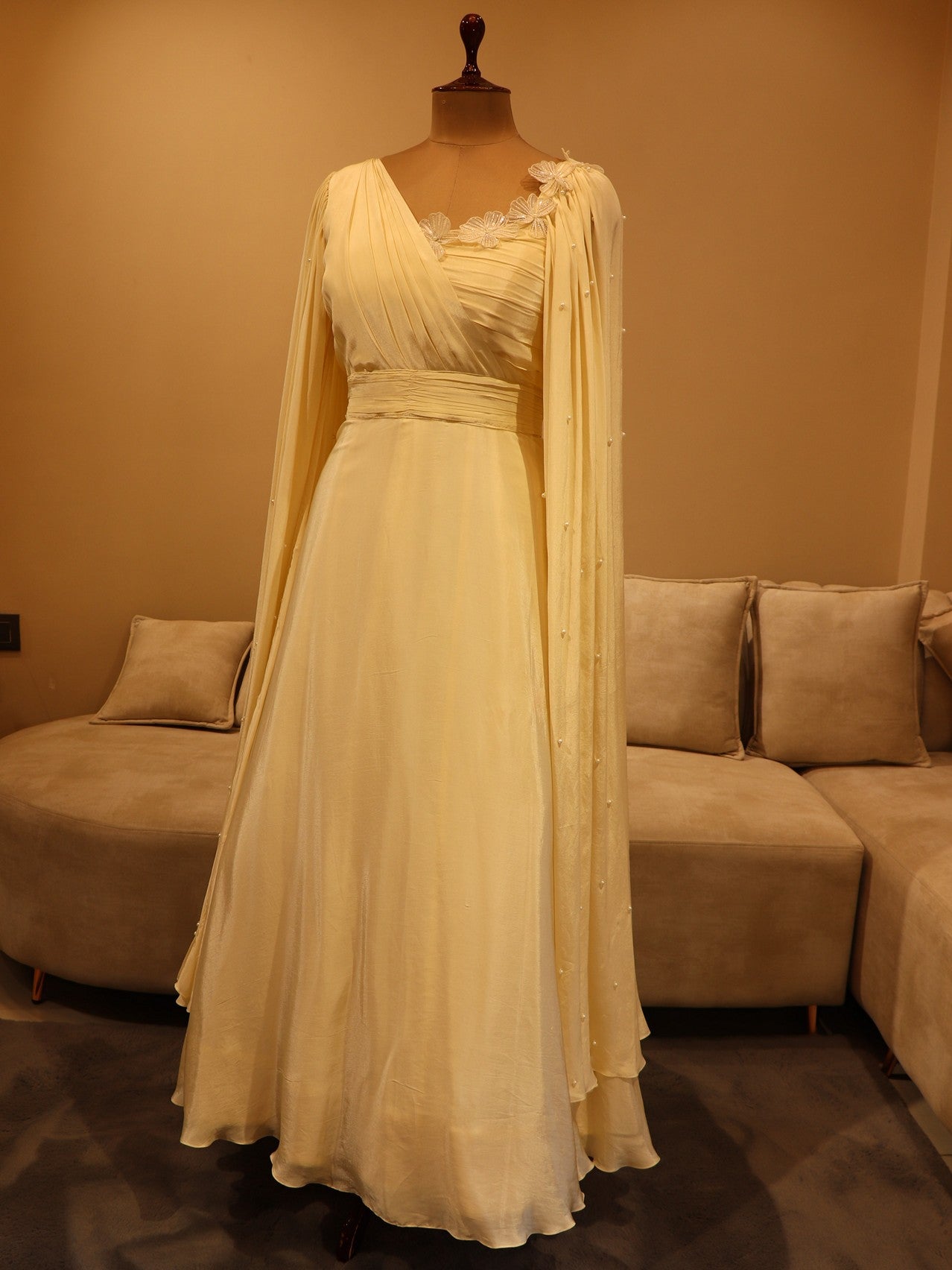 Pearl white 3d flower gown