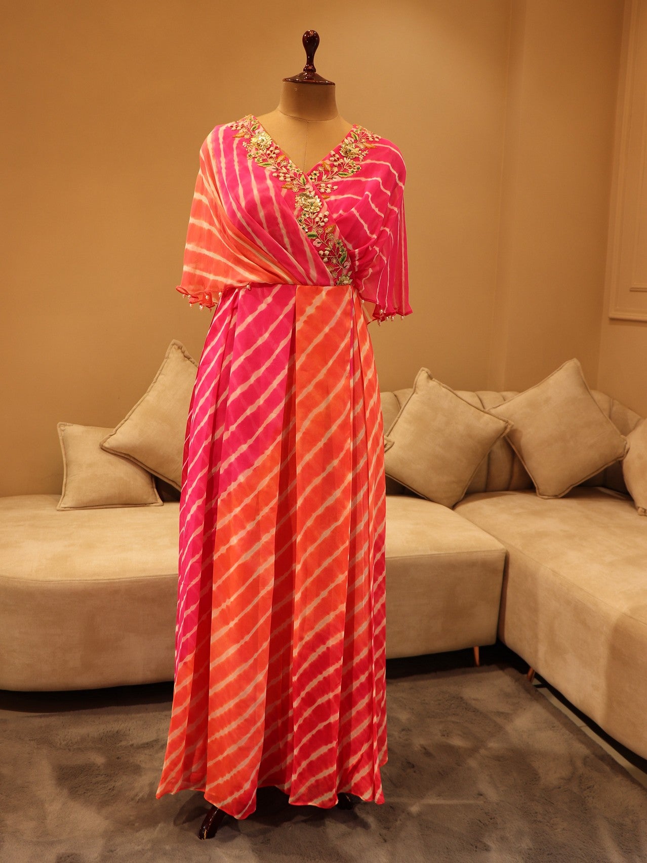 Rani orange leheriya gown