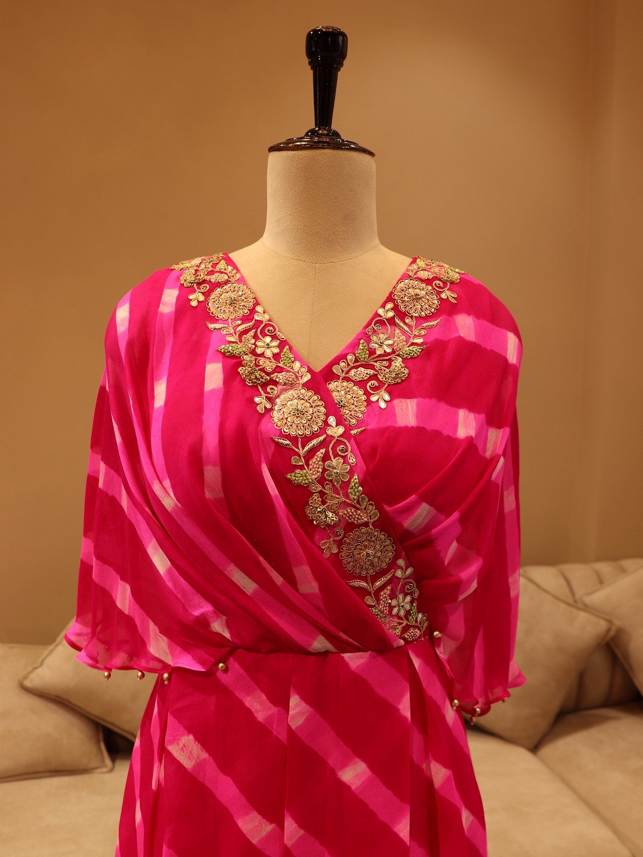 Rani pink leheriya gown