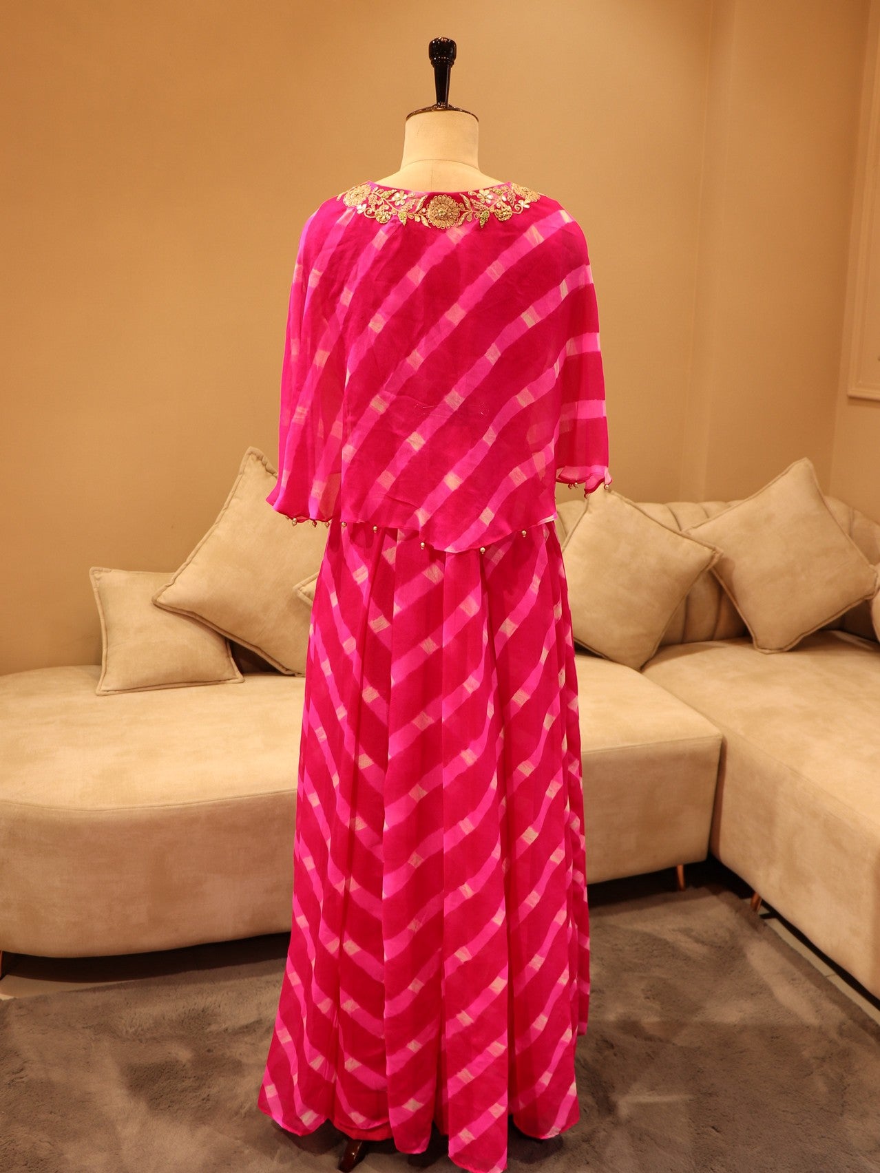 Rani pink leheriya gown