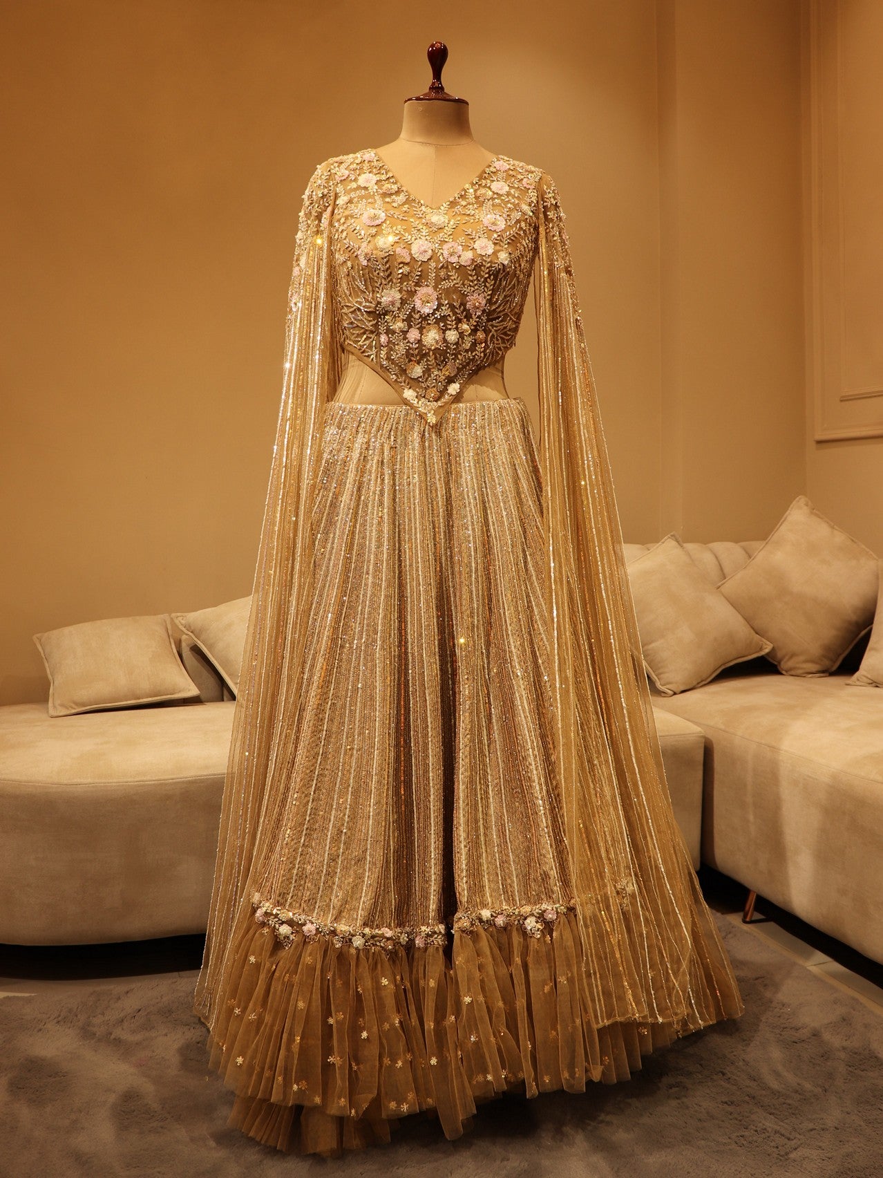 Beige embroidered crop top skirt – JAYAA'S COUTURE