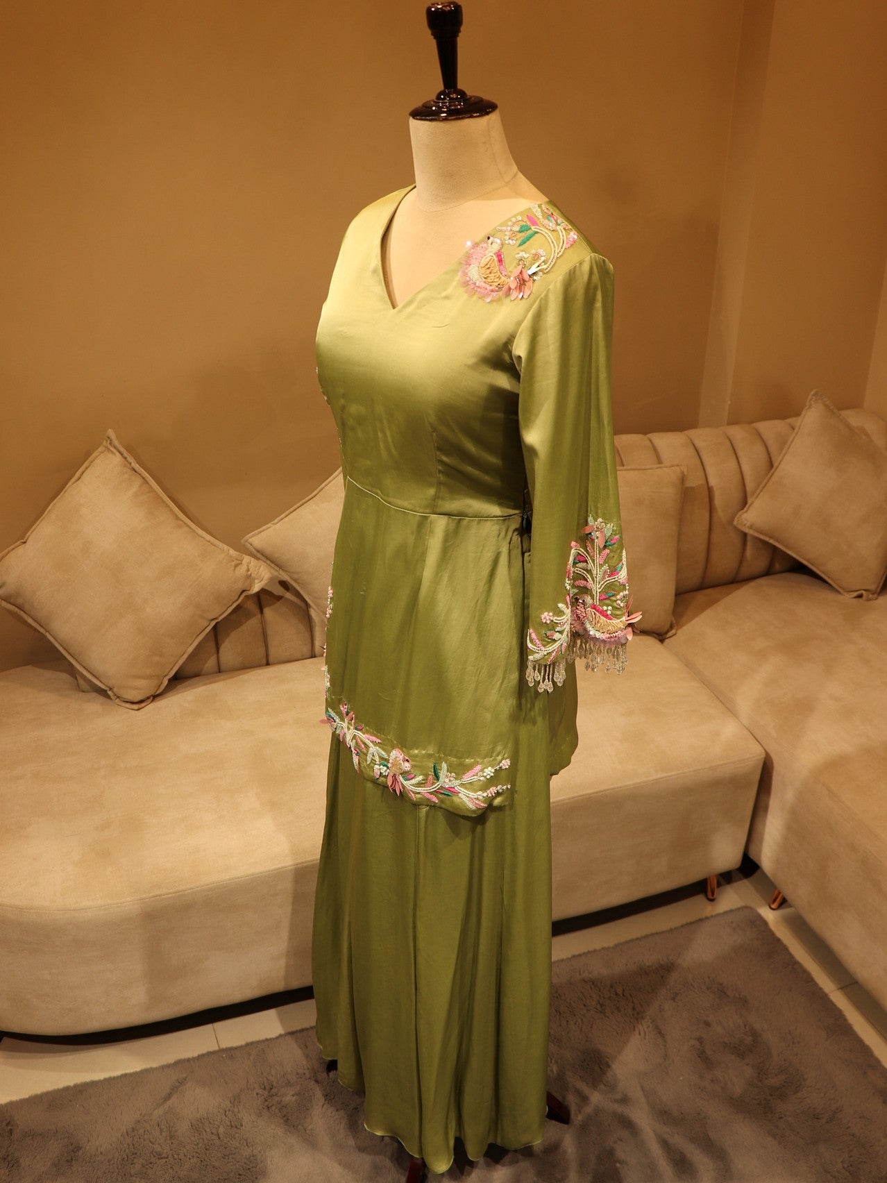 Mint green top with plazzo