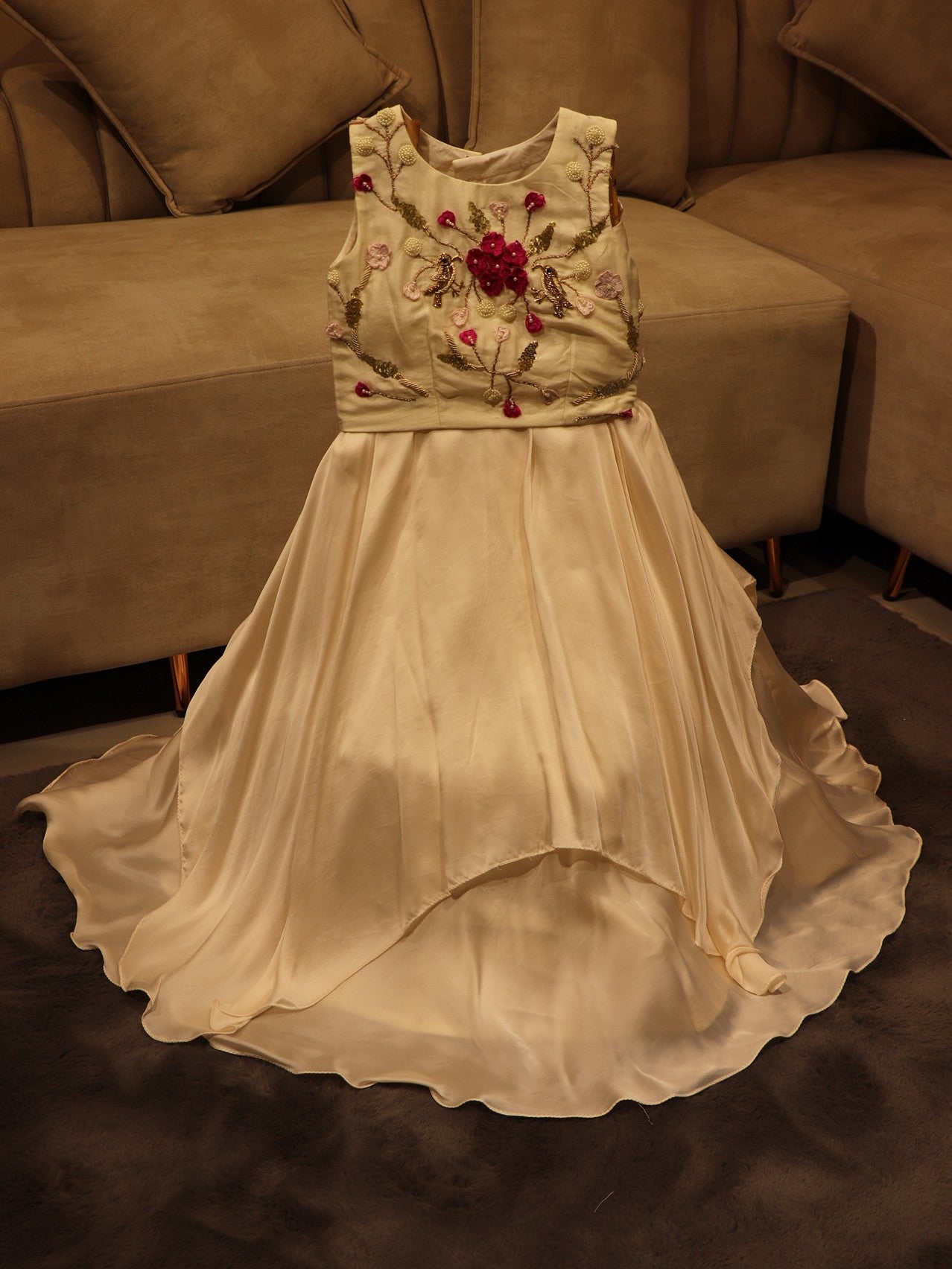 Pearl white kids crop top skirt