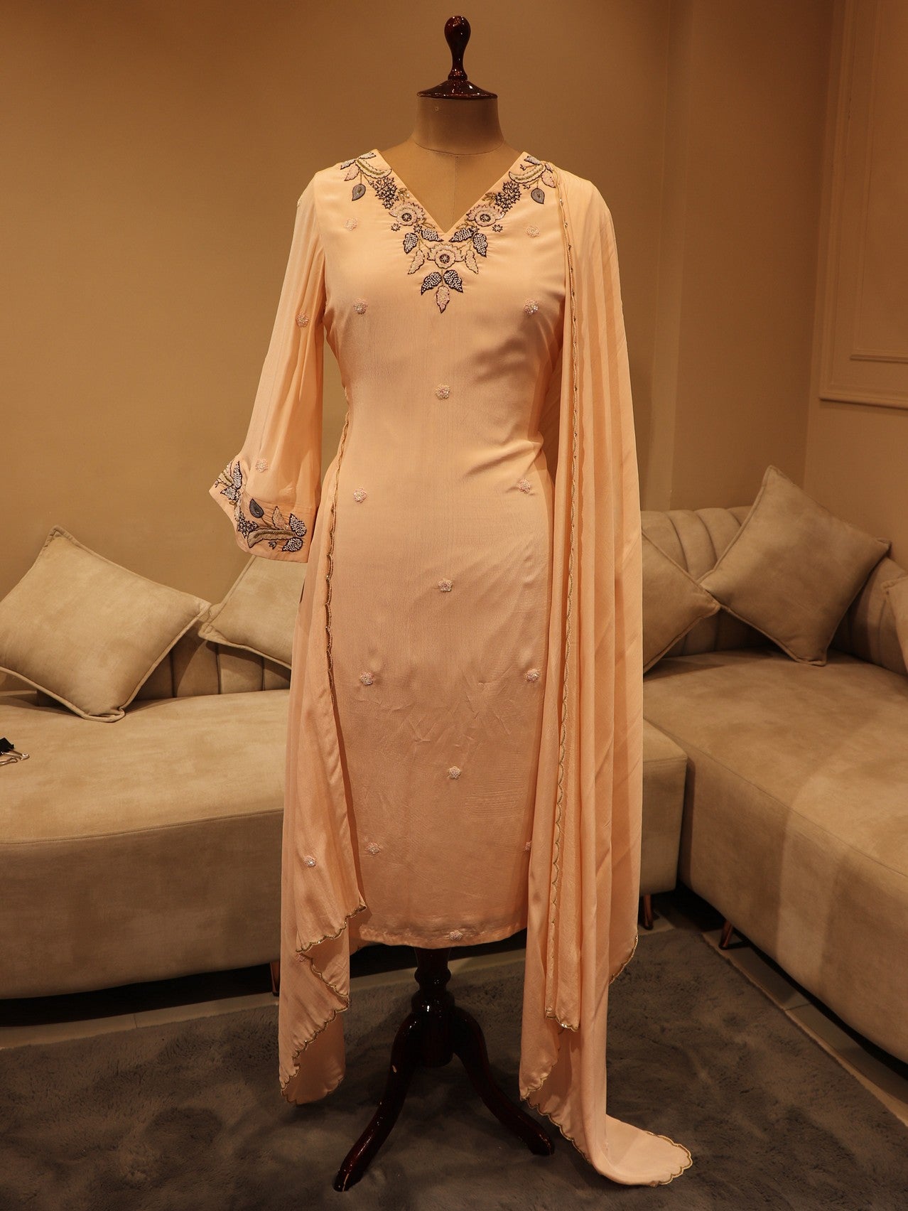 Peachishpink kurta pants dupatta