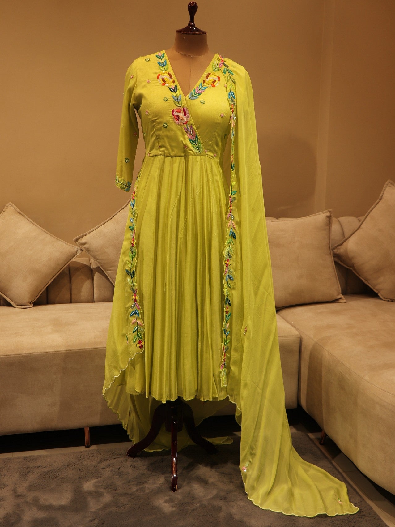 Green angrakha kurta with plazo