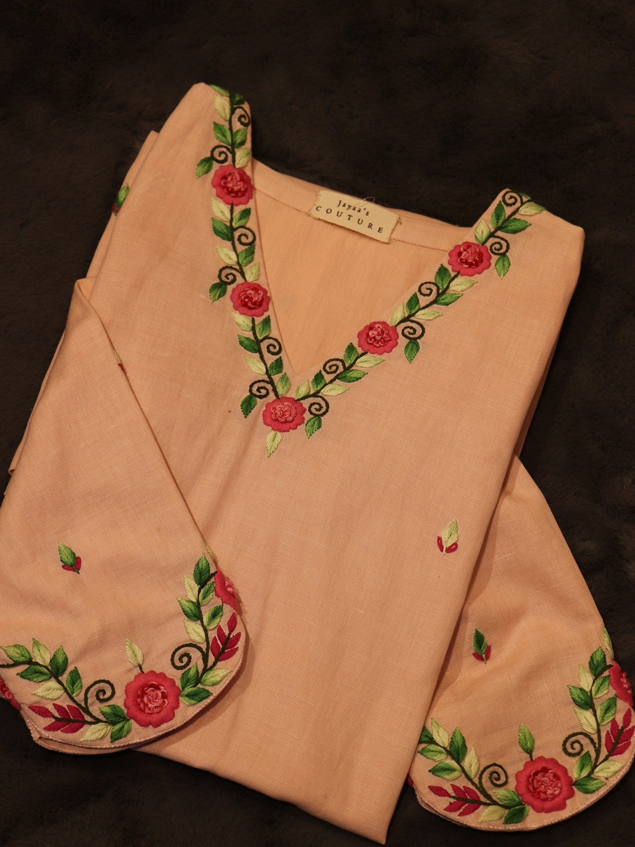 Peach cotton kurta pants