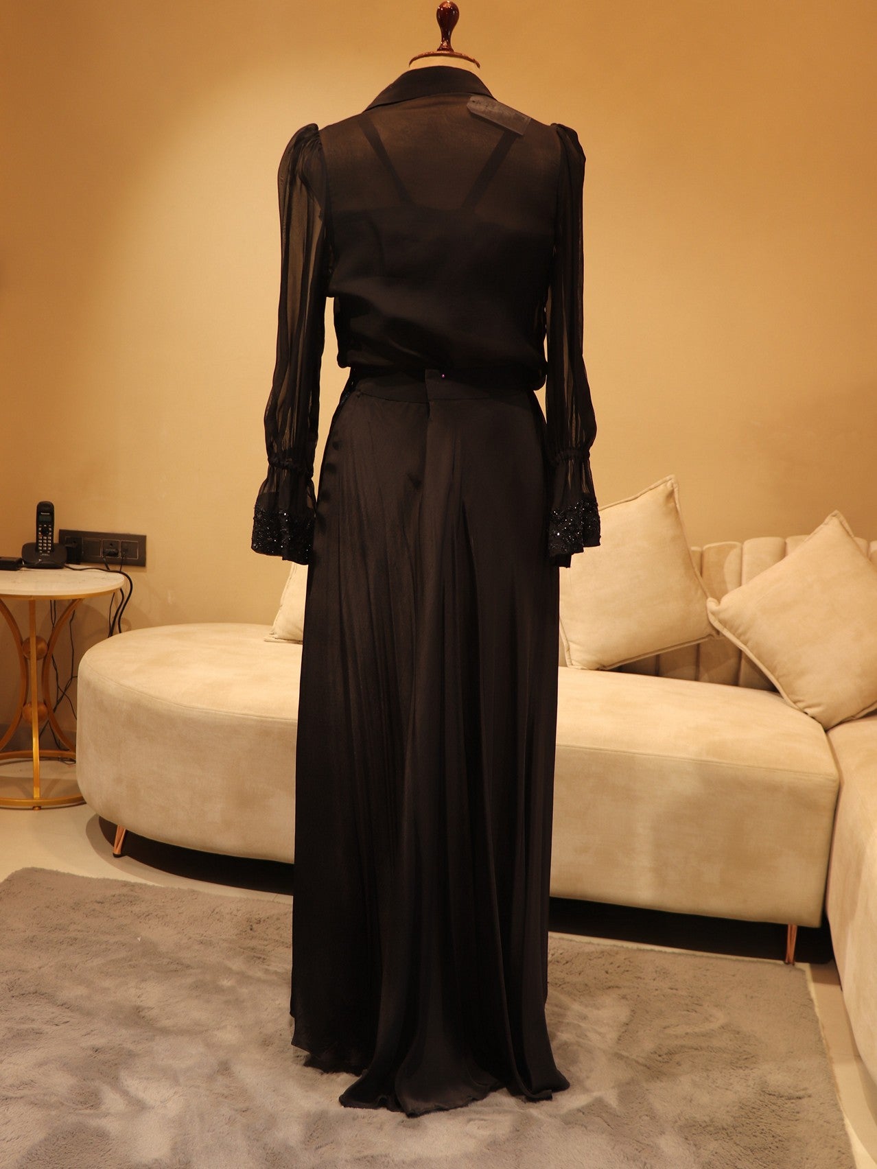 Z black top with drape skirt