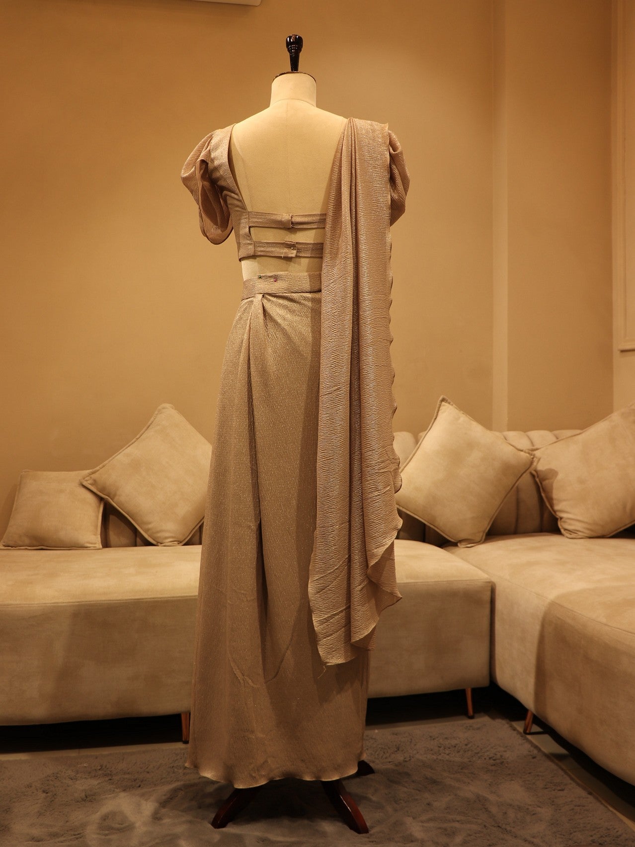 wallnut brown drape saree