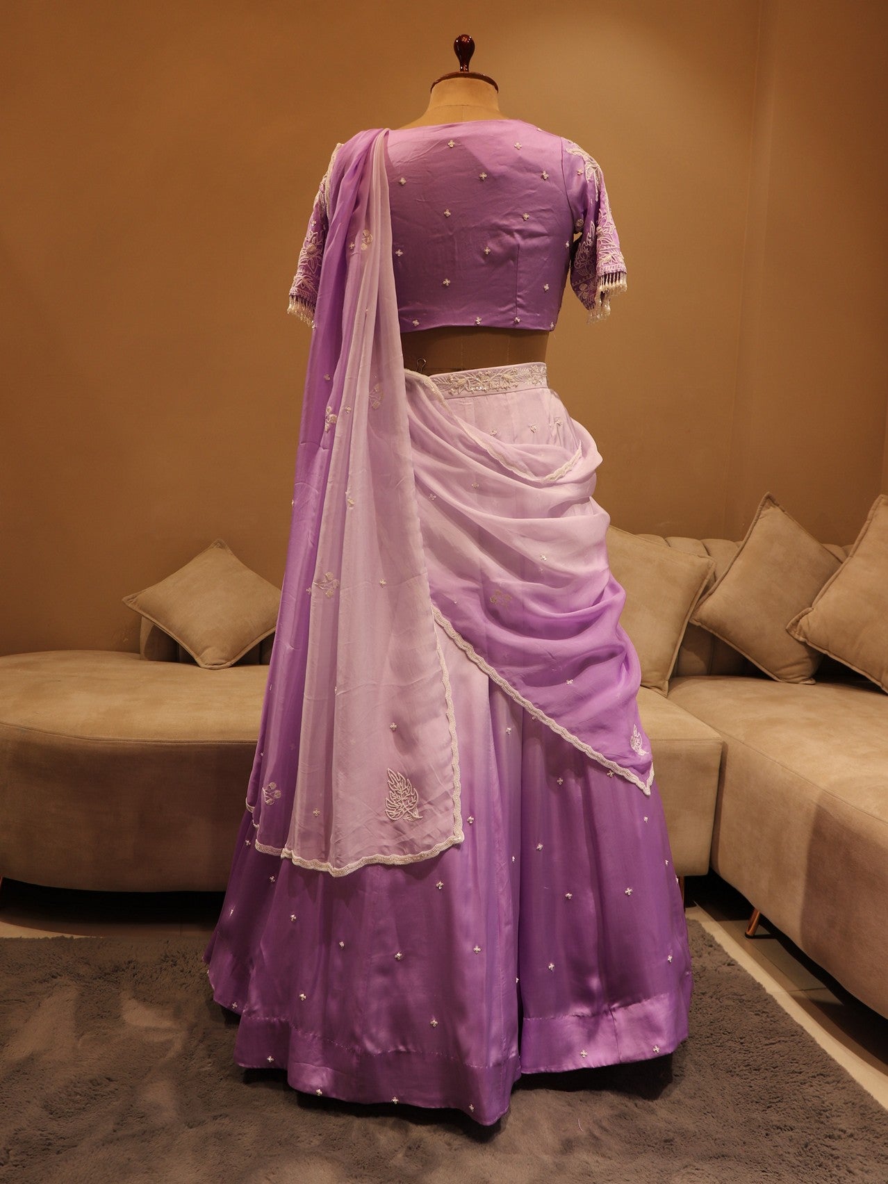 Lilac shaded crane lehenga set