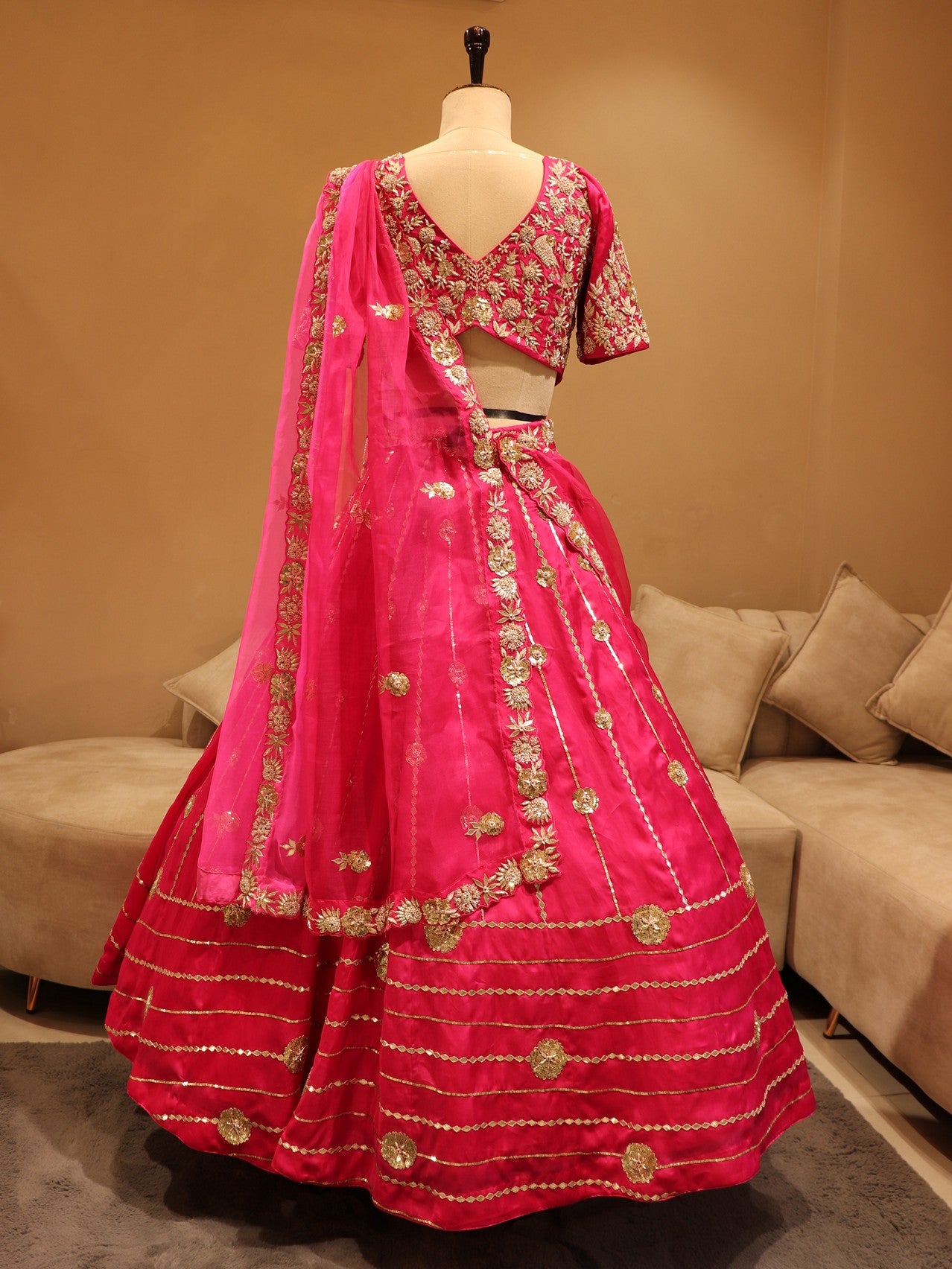 Hot pink zardosi lehenga set
