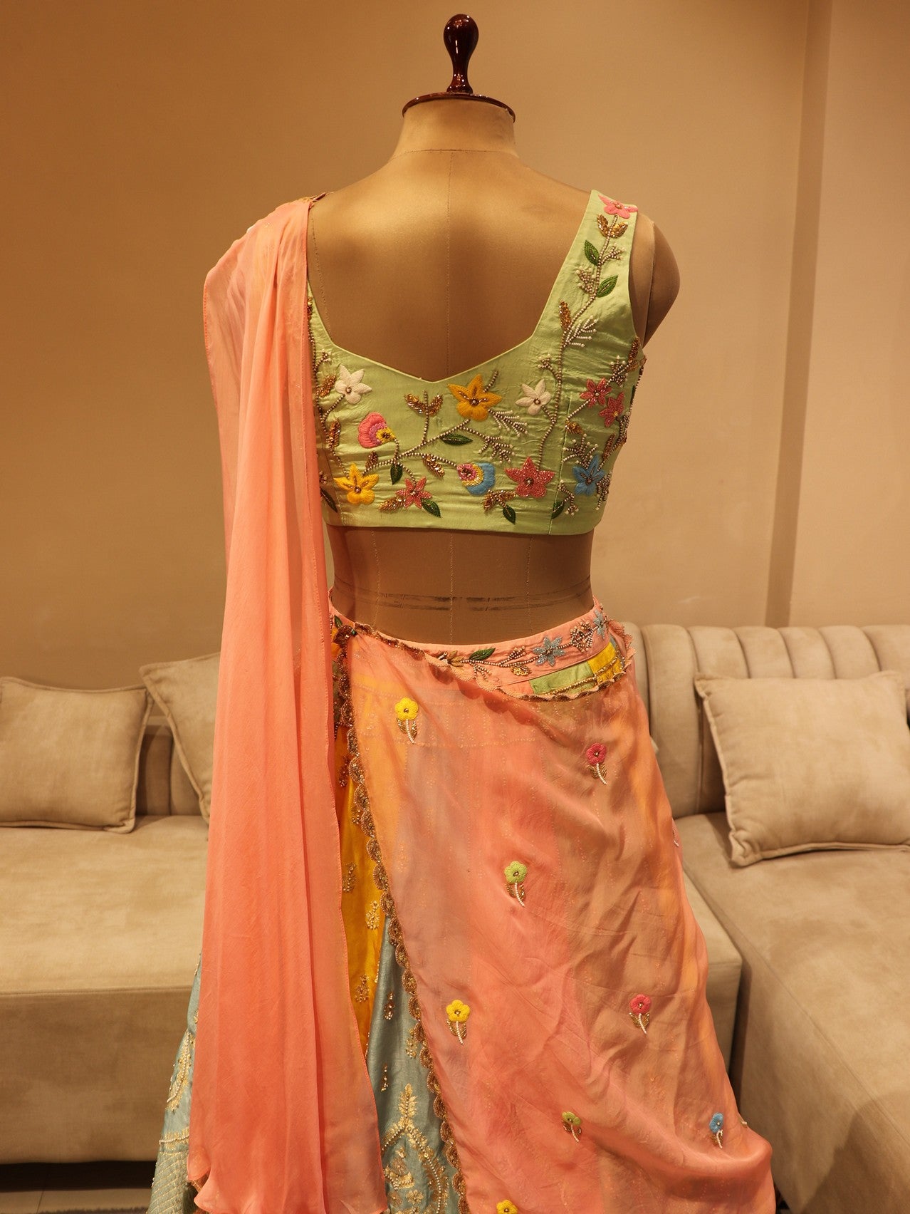 Muti colour banarasi lehenga set