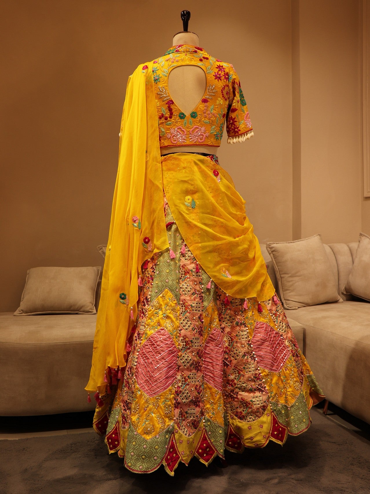 Multi colour banarsi lehenga set