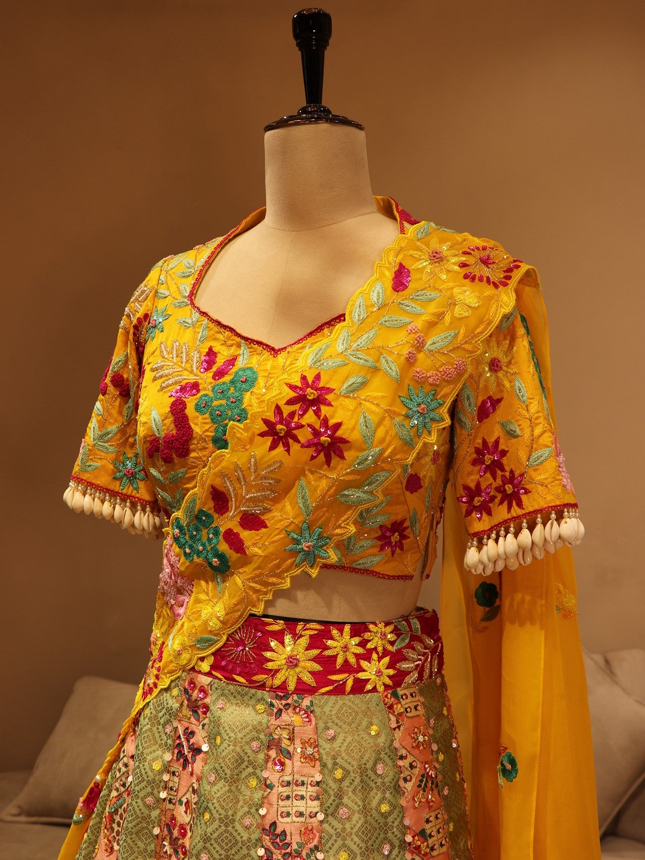 Multi colour banarsi lehenga set