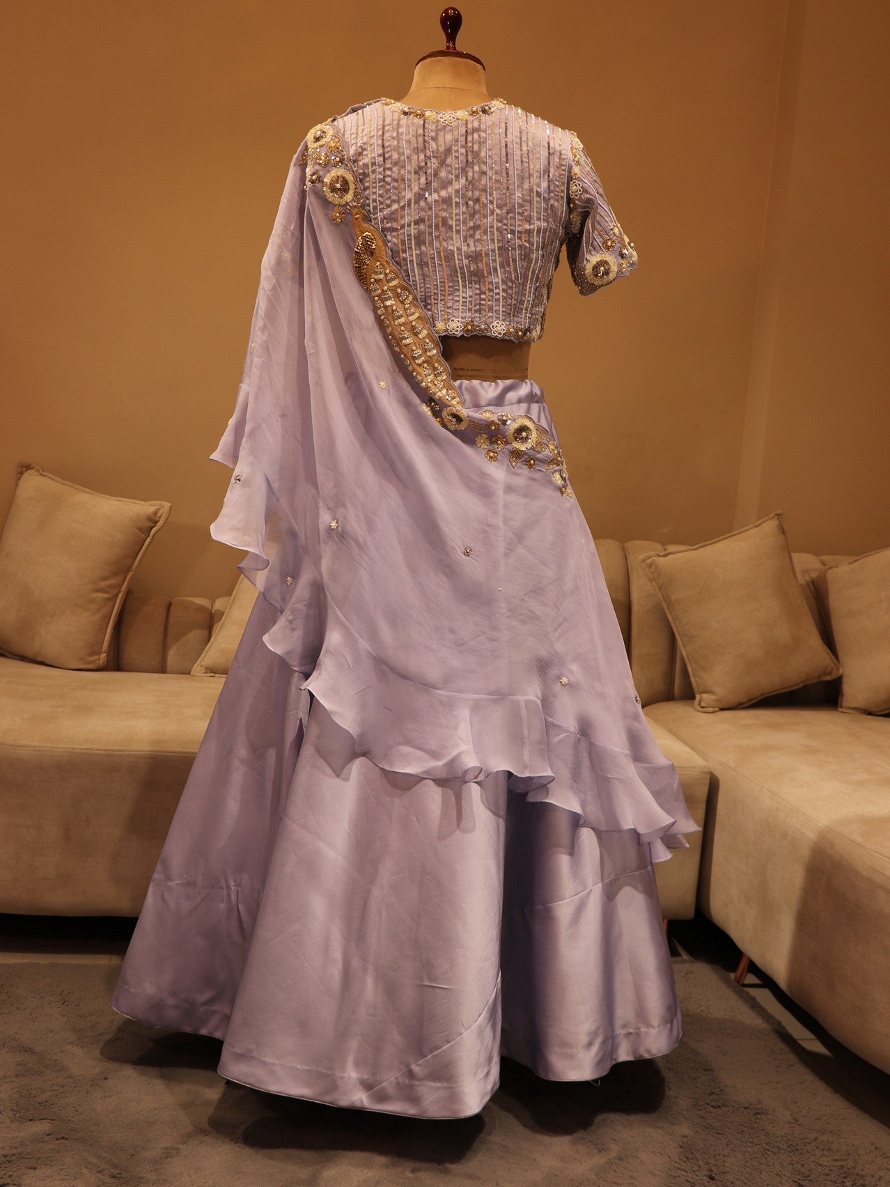 Ice blue embroidered lehenga set