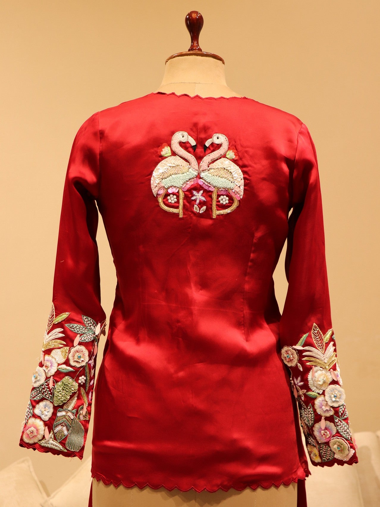 Maroon peplum top with plazo