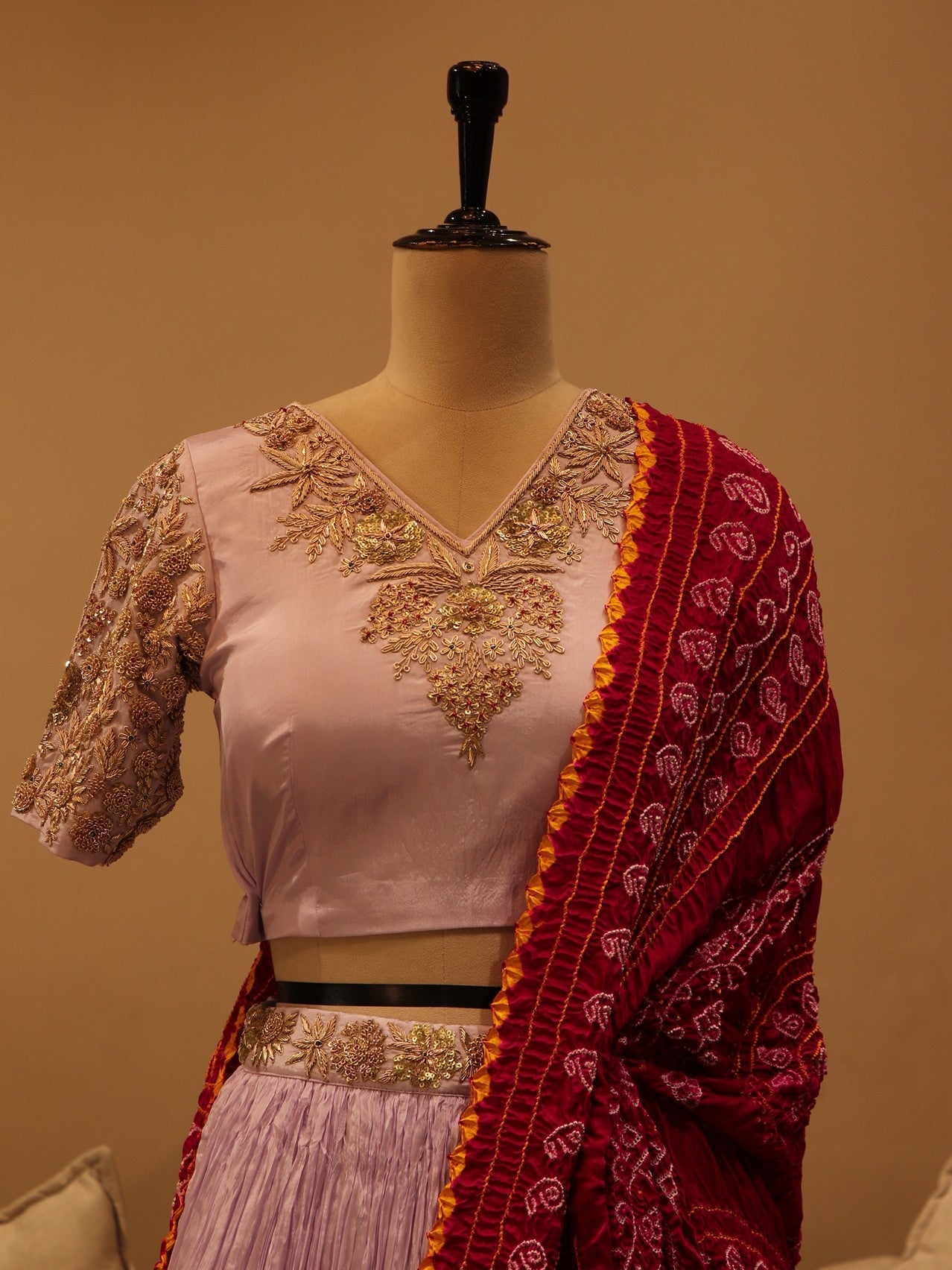 Lilac hand painted radha krishna lehenga set
