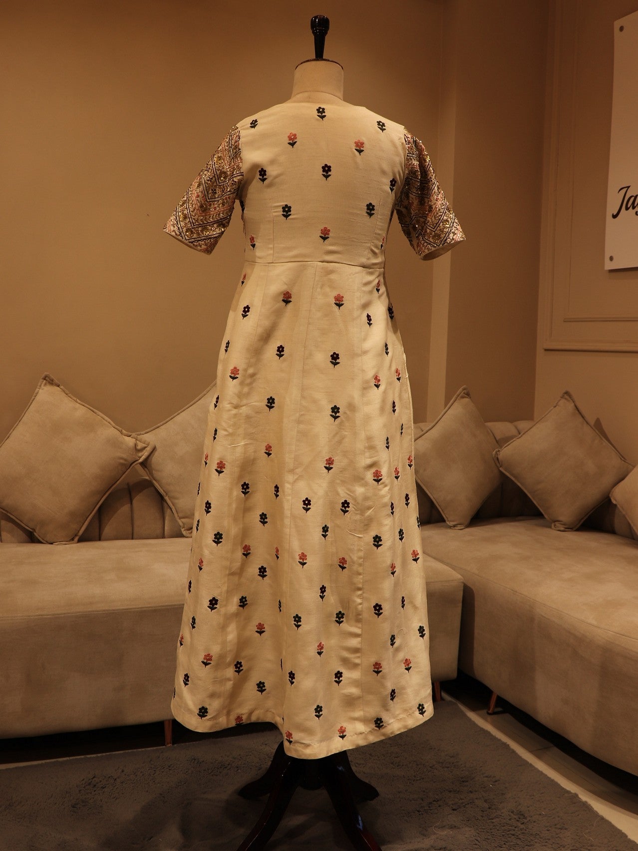 Pearl white embroidered tunic dress